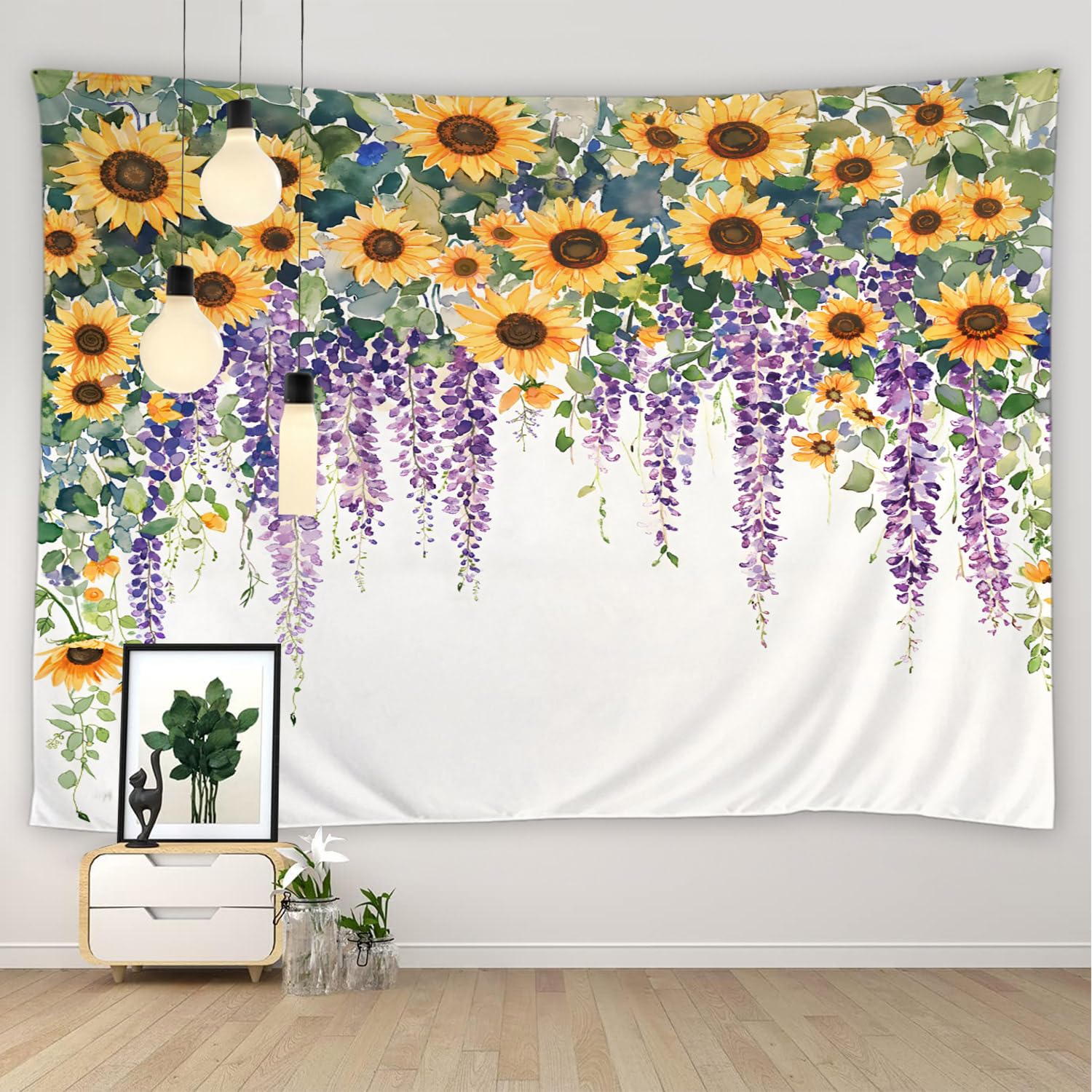 Amazon.com: YOZSLGU Sunflower Rustic Tapestry Watercolor Flowers