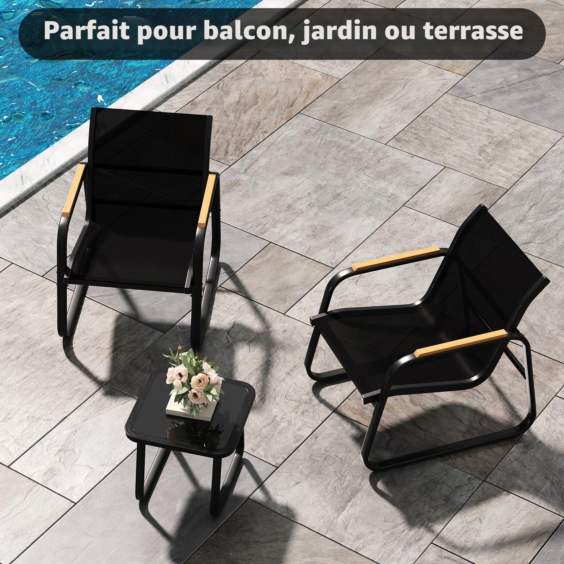Garvee Salon de Jardin Extérieur 2 Place en Résine Tressée