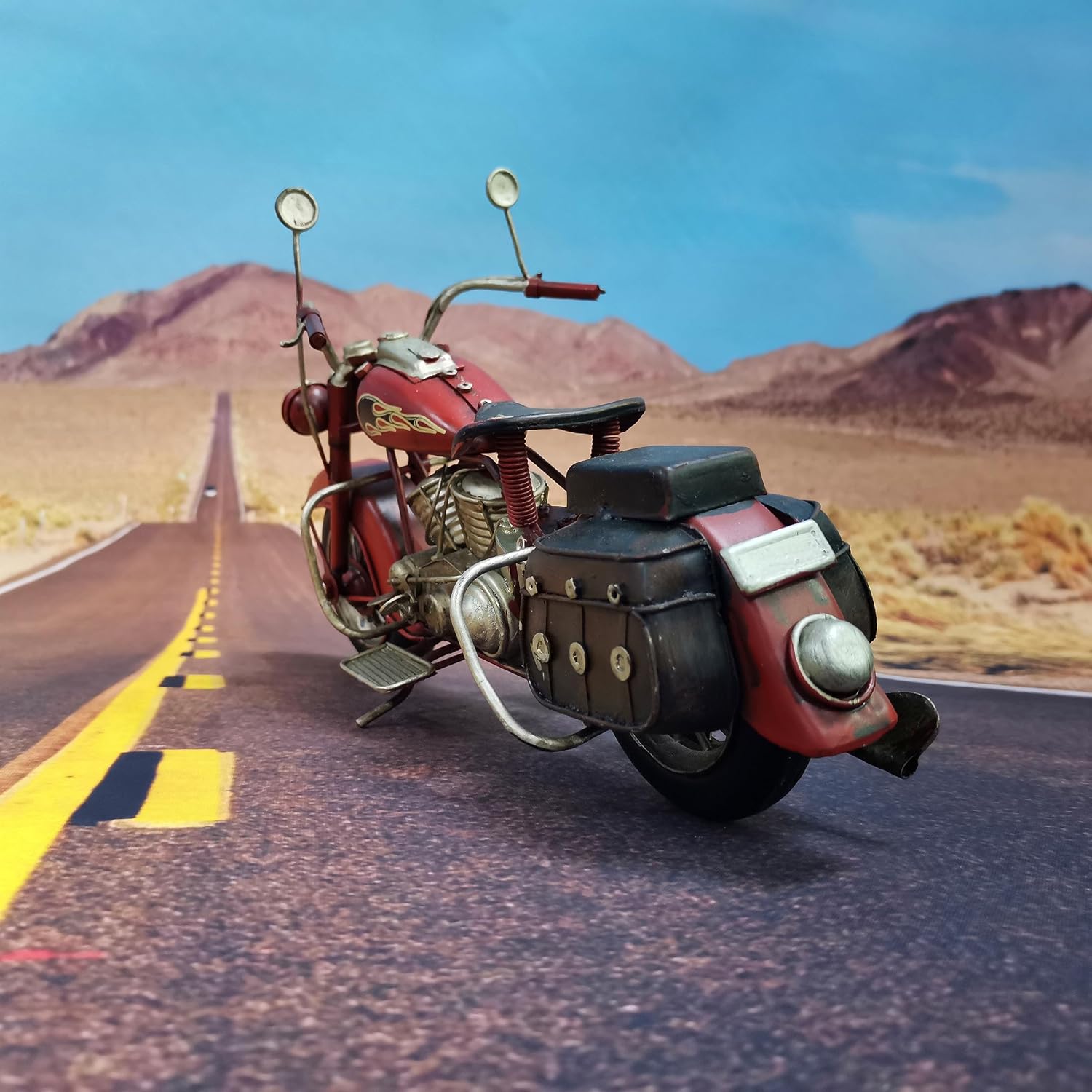 10.9'' Long Vintage Red Motorcycle Model image 5