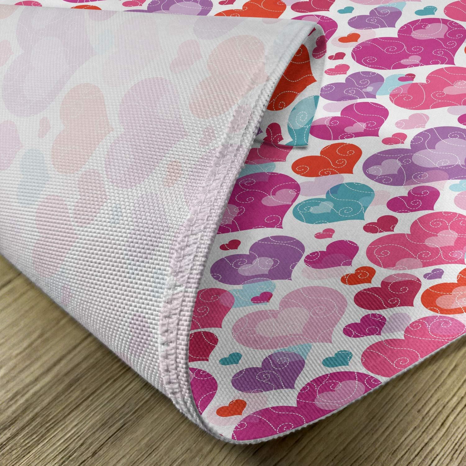Lunarable Love Place Mats Set of 4, Pattern Colorful Hearts and Curls Vibrant Colors Romance Wedding Marriage Theme, Washable Fabric Placemats for Dining Table, Standard Size, Purple Magenta