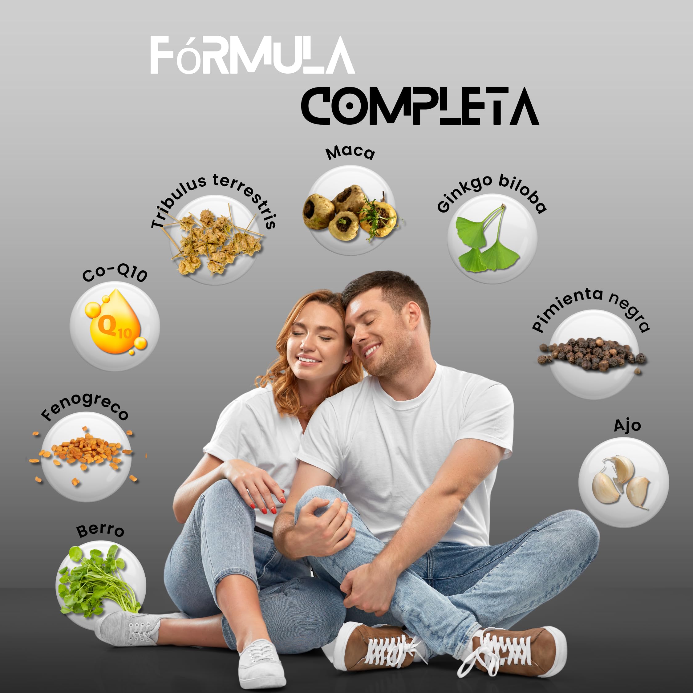 Complejo Altamente Concentrado con Maca, Tribulus, Fenogreco, Ginkgo, Co-Q10, Piperina. Fuerza + Resistencia + Energía. Pre-entreno. 60 capsulas veganas - ALPHA