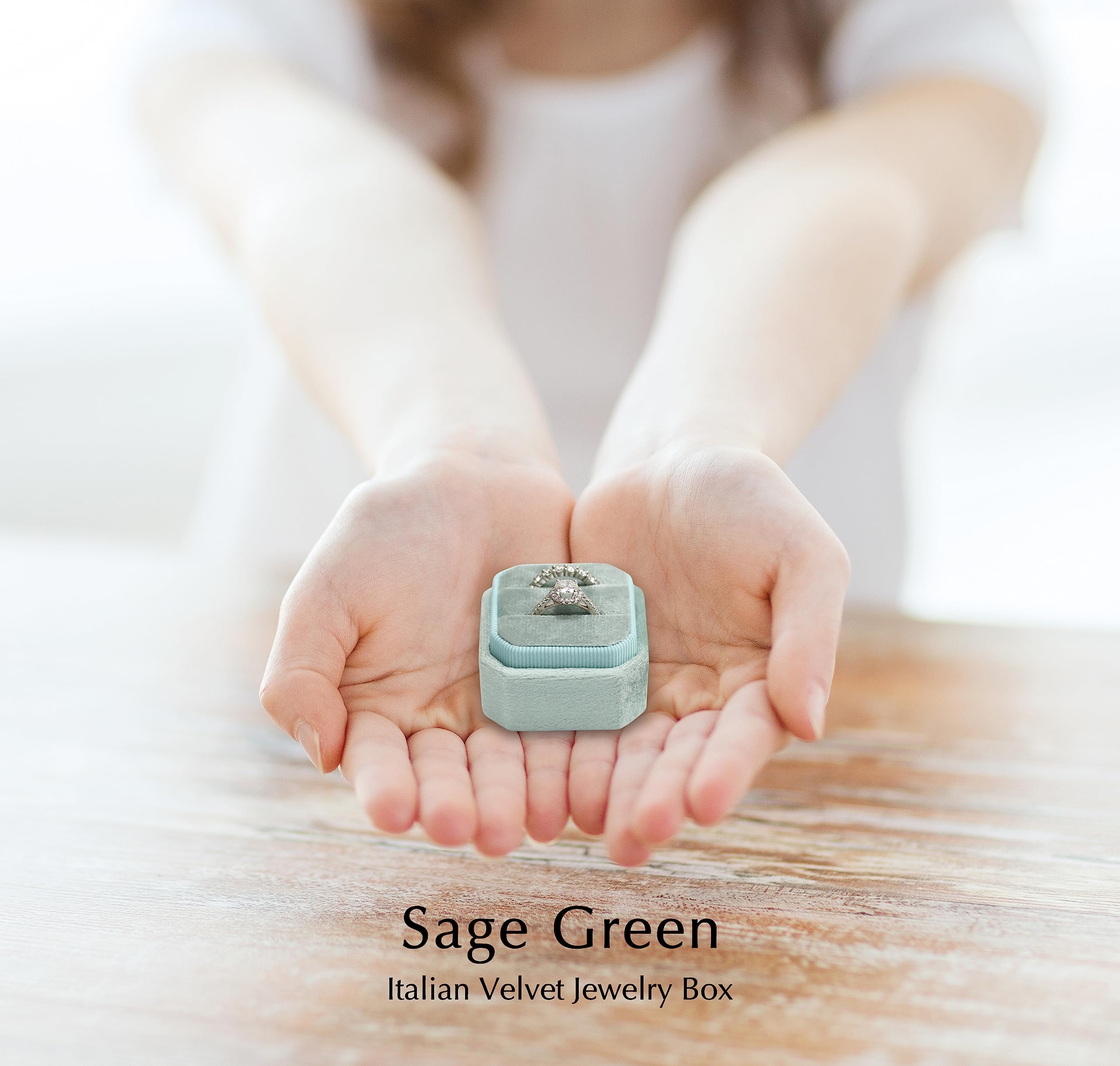 MAYJOYDIY Boîte à Bagues Octogonale Vintage Vert Foncé 3.65x3x3.35cm En