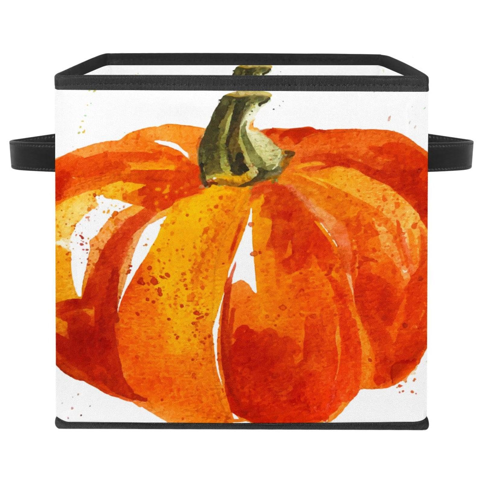 Boîte de rangement en tissu cube pliable citrouille pour livres et vêtements