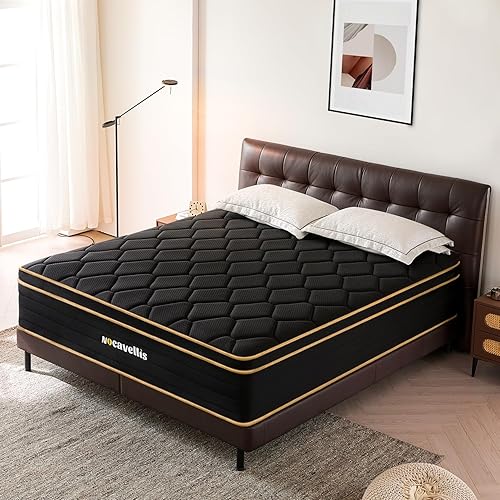 Colchón tamaño King de 12 pulgadas, colchones tamaño King en una caja, espuma viscoelástica de gel refrescante, alivio de presión, colchón híbrido
