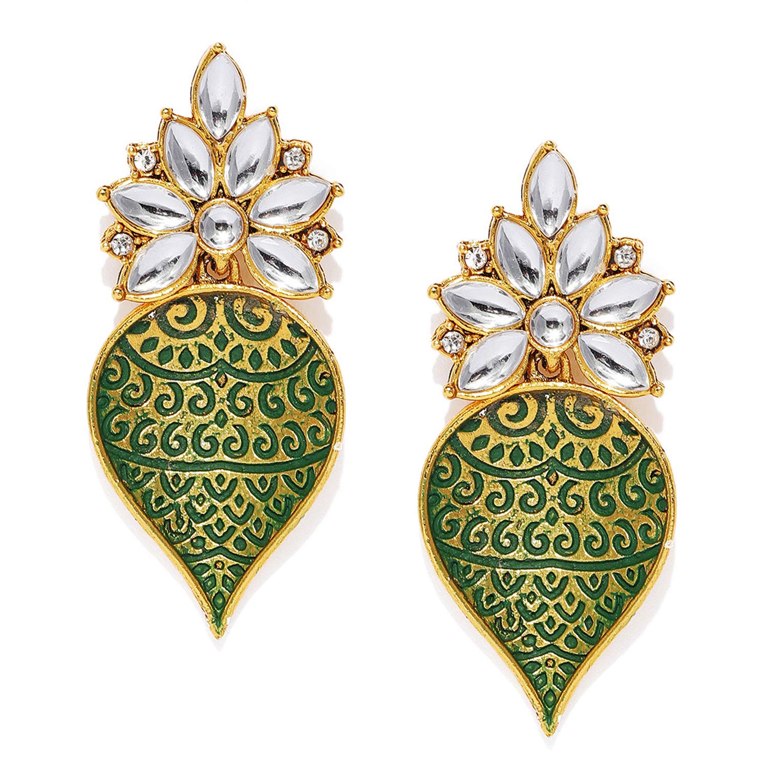 Sukkhi Graceful Gold-plated Diamond Dangler Earrings for Women (Green) (E83469) (B0861Q5VCP) Amazon Price History, Amazon Price Tracker