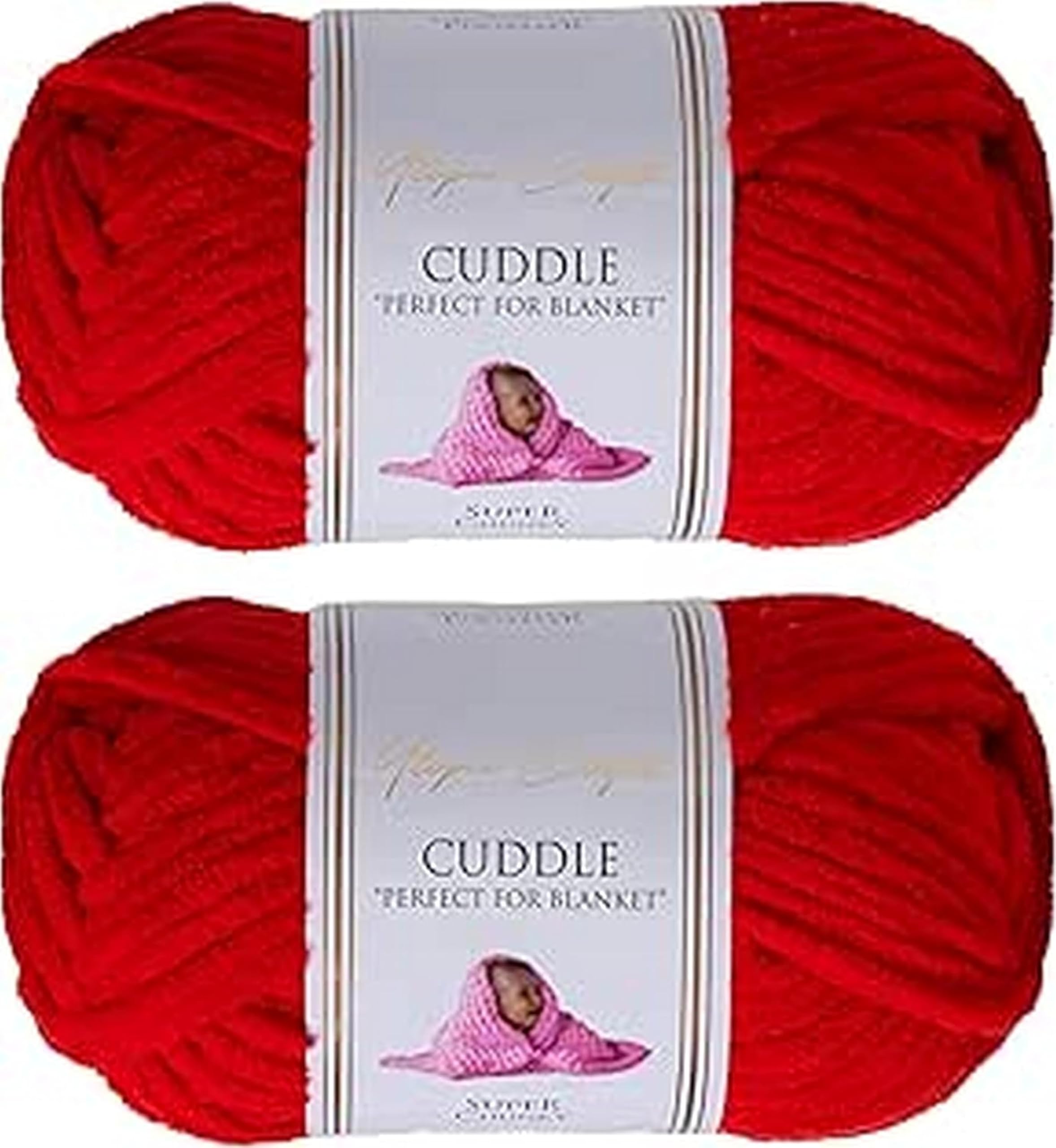Utopia Crafts Cuddle Super Chunky Chenille Soft Yarn for Knitting and Crochet, 2X 100g - 60m (Red)