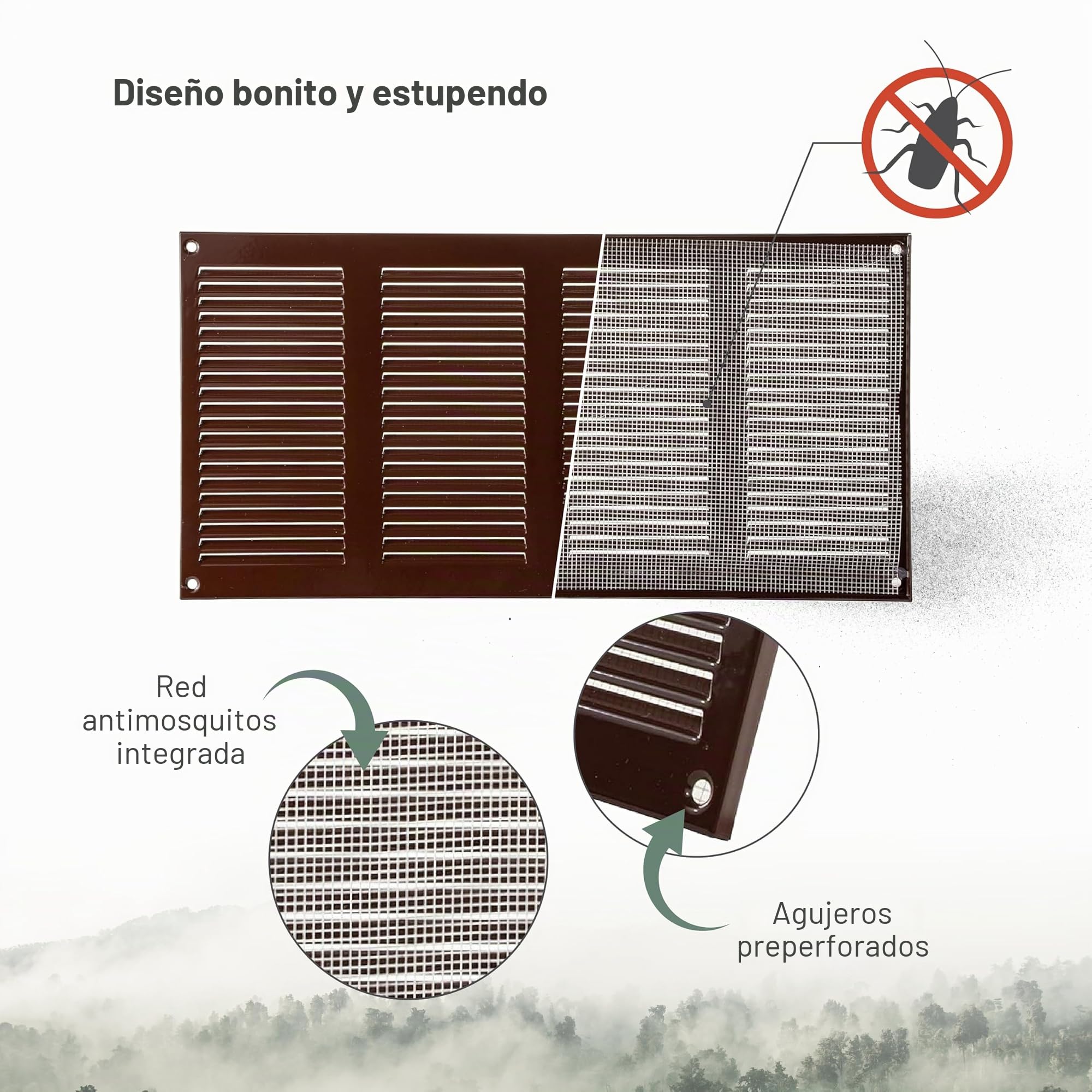 Vent Systems Rejilla de ventilación de Metal para Rejilla de ventilación de 200 x 400 mm, Color marrón
