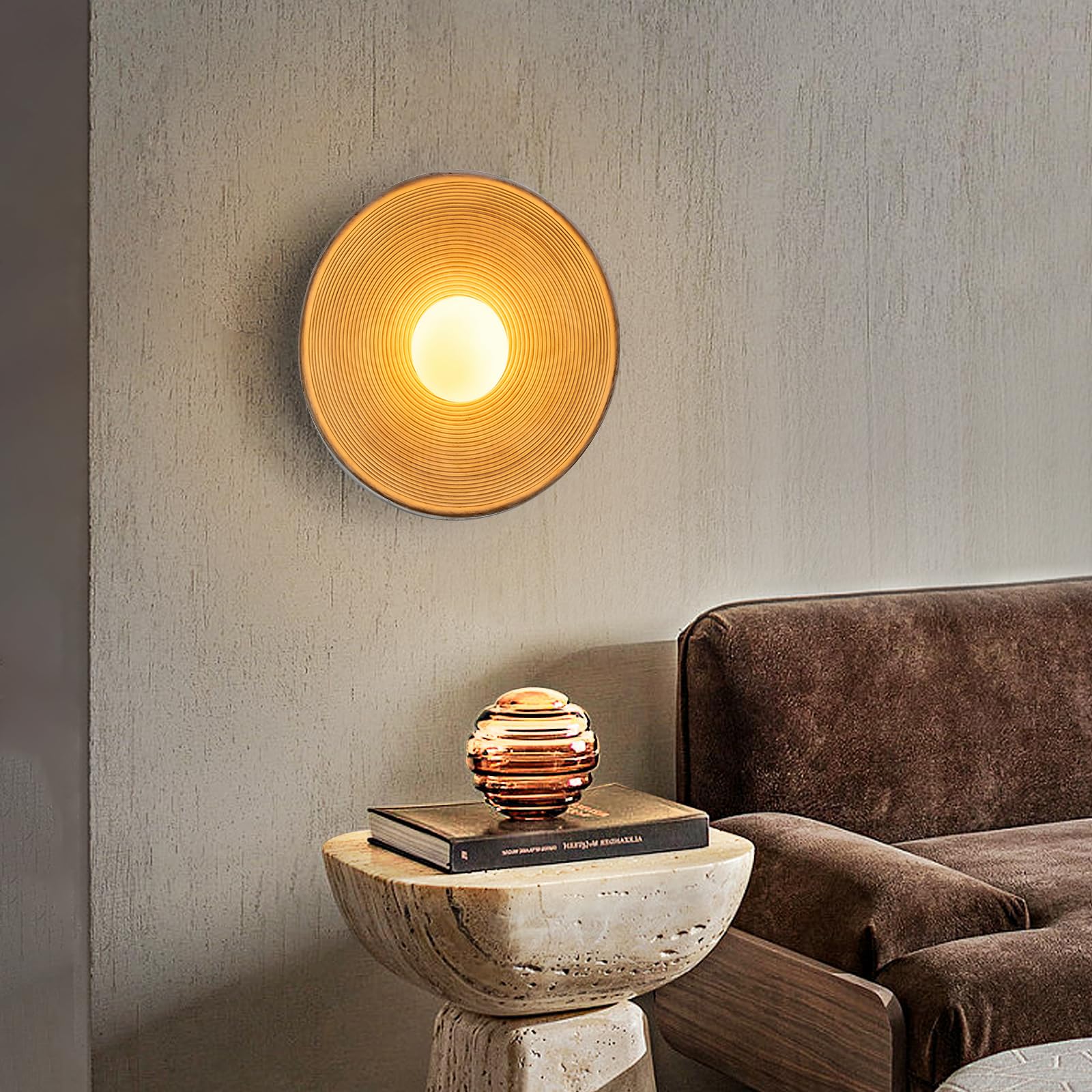 MinMinCheng 2 Pack Retro Japanese Wall Sconce, Wabi-Sabi Resin G4