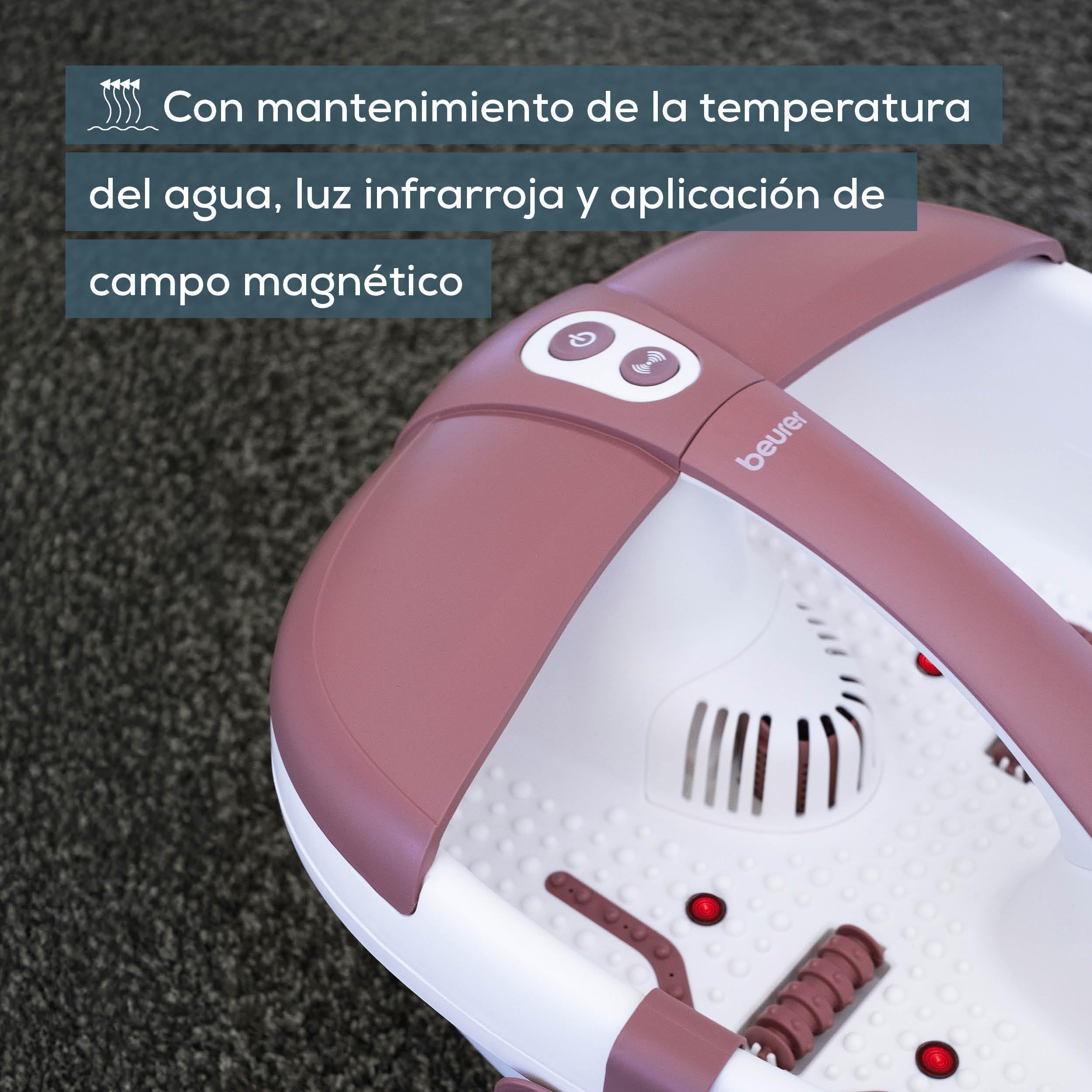 Beurer FB 35 baño de pies con masaje vibratorio y burbujas, 3 accesorios, luz infrarroja, aromaterapia, talla 44