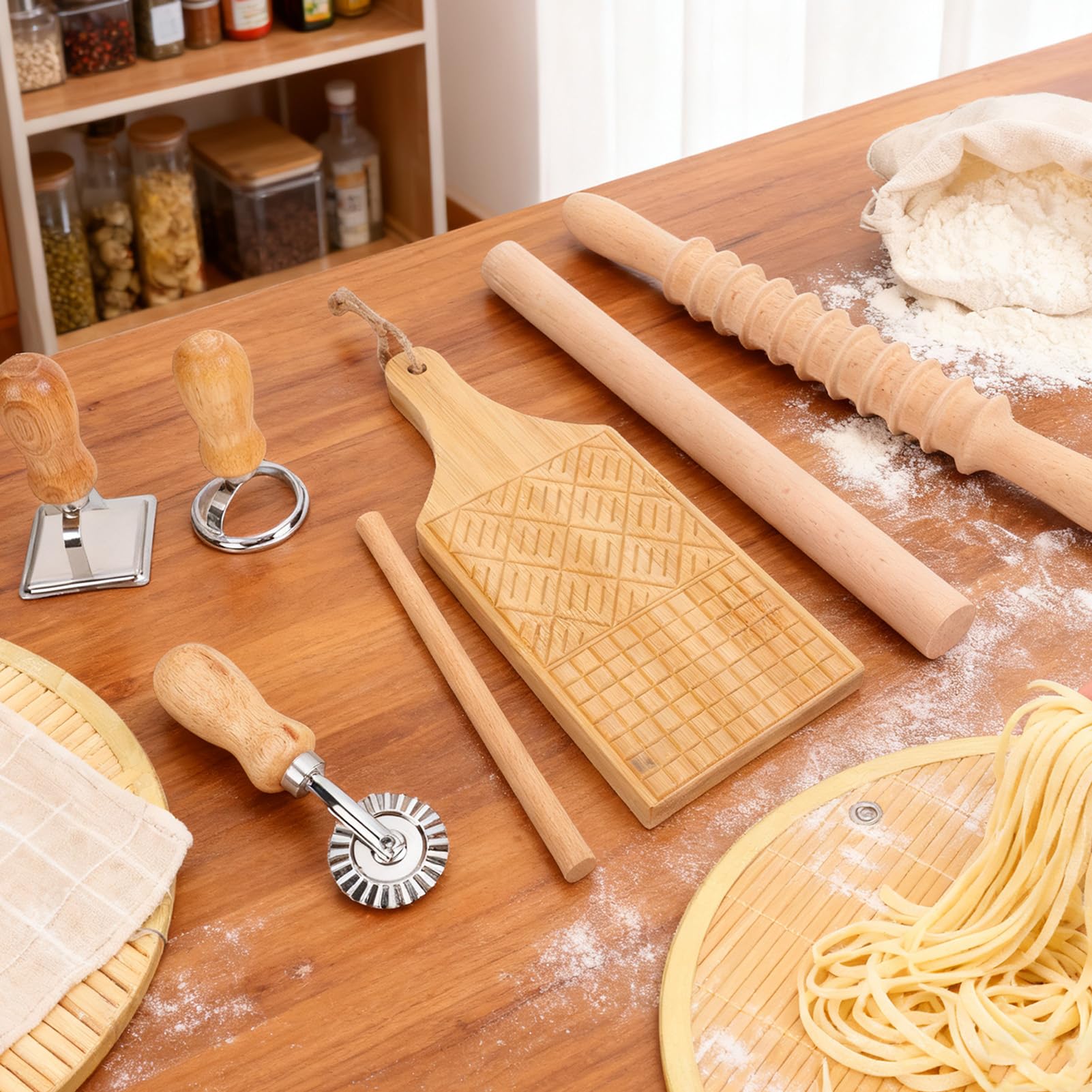 Naroote Utensili per la Preparazione della Pasta, Macchina per Ravioli con Mattarello, Soddisfa Diverse Esigenze Culinarie, Tagliapasta Efficiente per Gnocchi, Pasticcini, Dolci