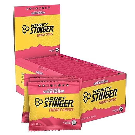 Honey Stinger Organic Cherry Blossom Energy Chew, Gluten Free & Caffeine Free, for Exercise, Running and Performance, Sports Nutrition for Home & Gym, Pre and Mid Workout, 12 Pack, 21.6 Ounce