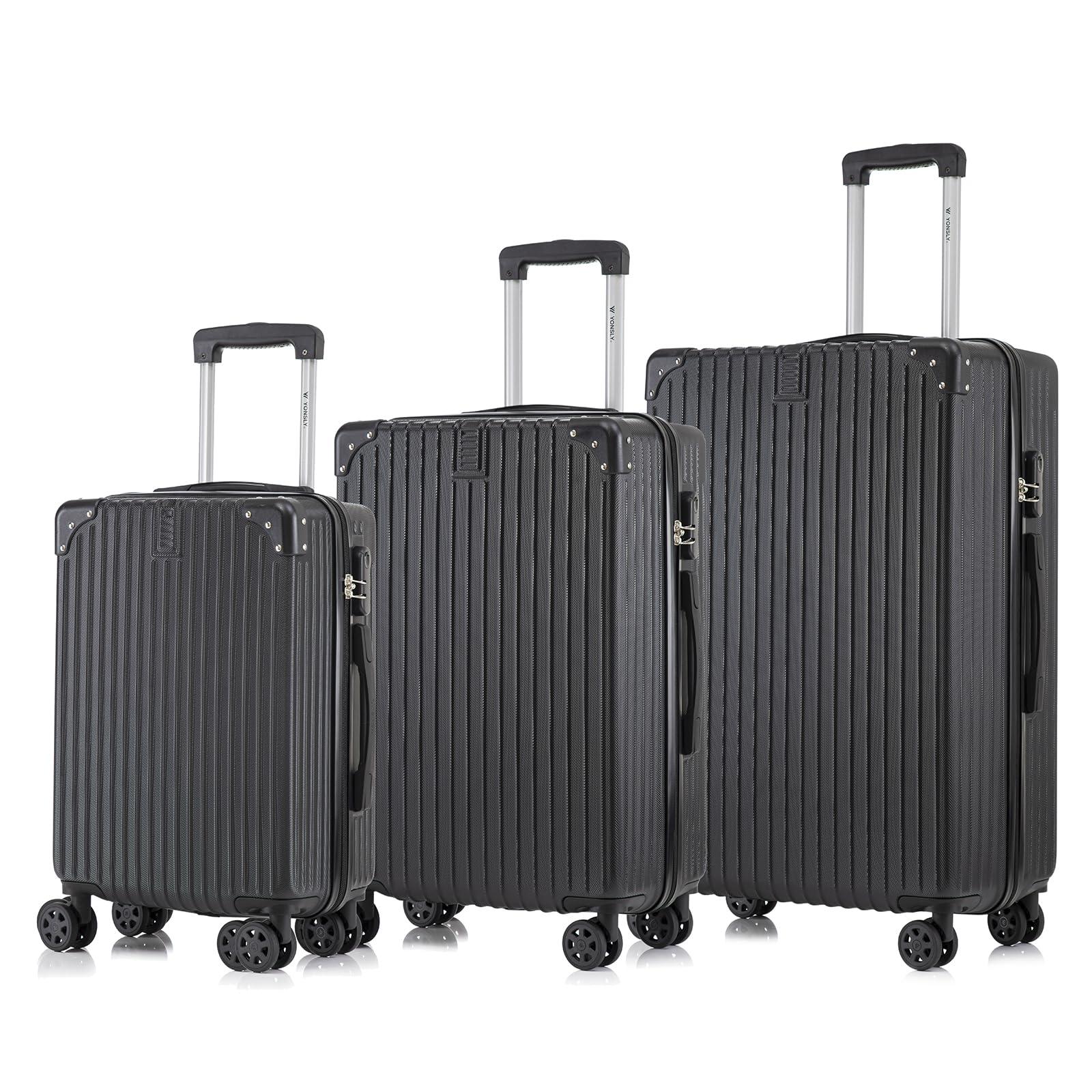 yonsly Koffer Suitcase, Trolley Reisekoffer, Rollkoffer Handgepäck mit 4 Rollen 360°, ABS Hartschalen, Sicherheitsschloss, Weicher Gummigriff, 210D-Futter