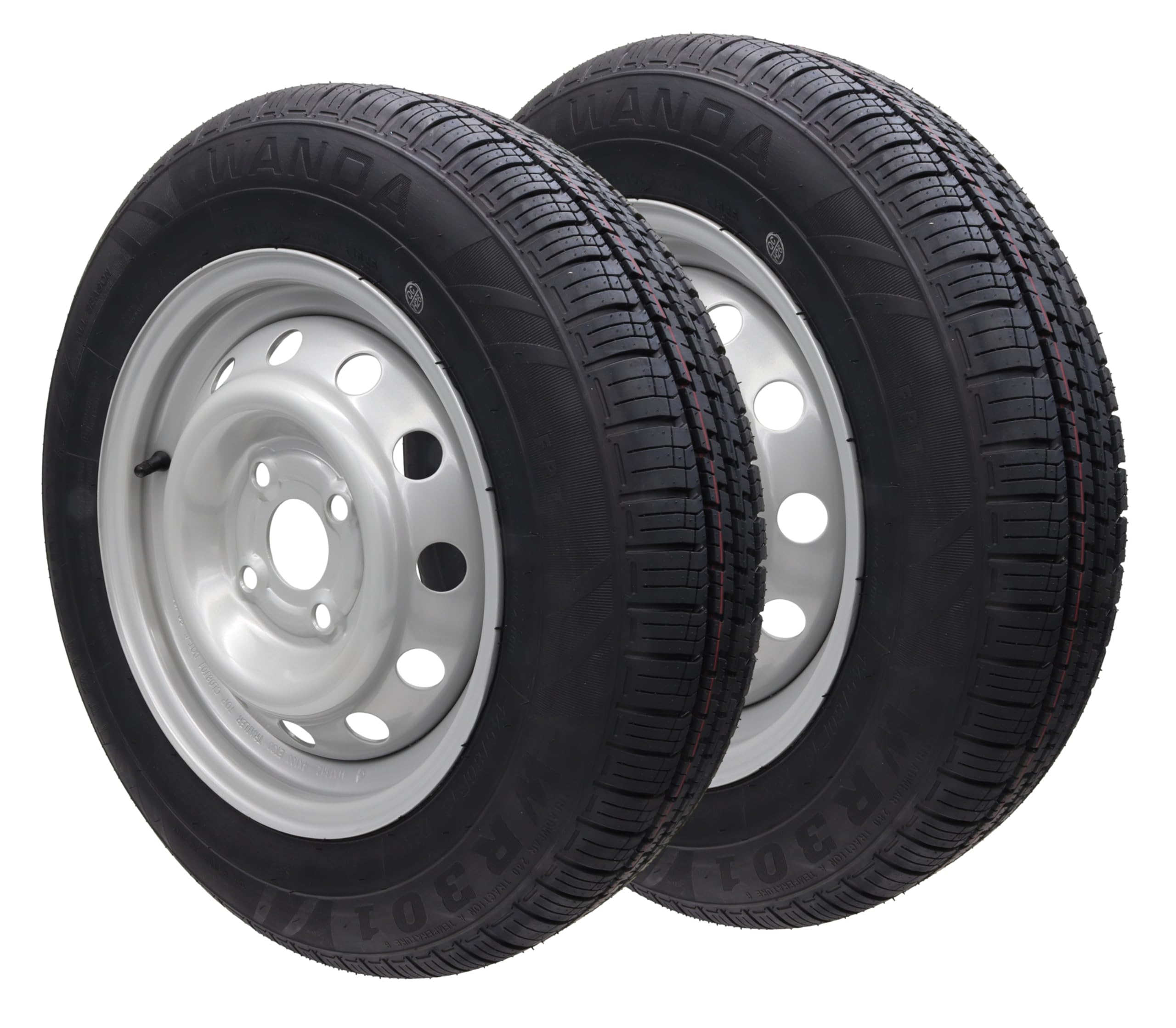 Kompletne koło 145/80R13 79N 4 x 100, do przyczepy samochodowej, felga 4J x 13, opony 145 80 R 13 (2 szt.)
