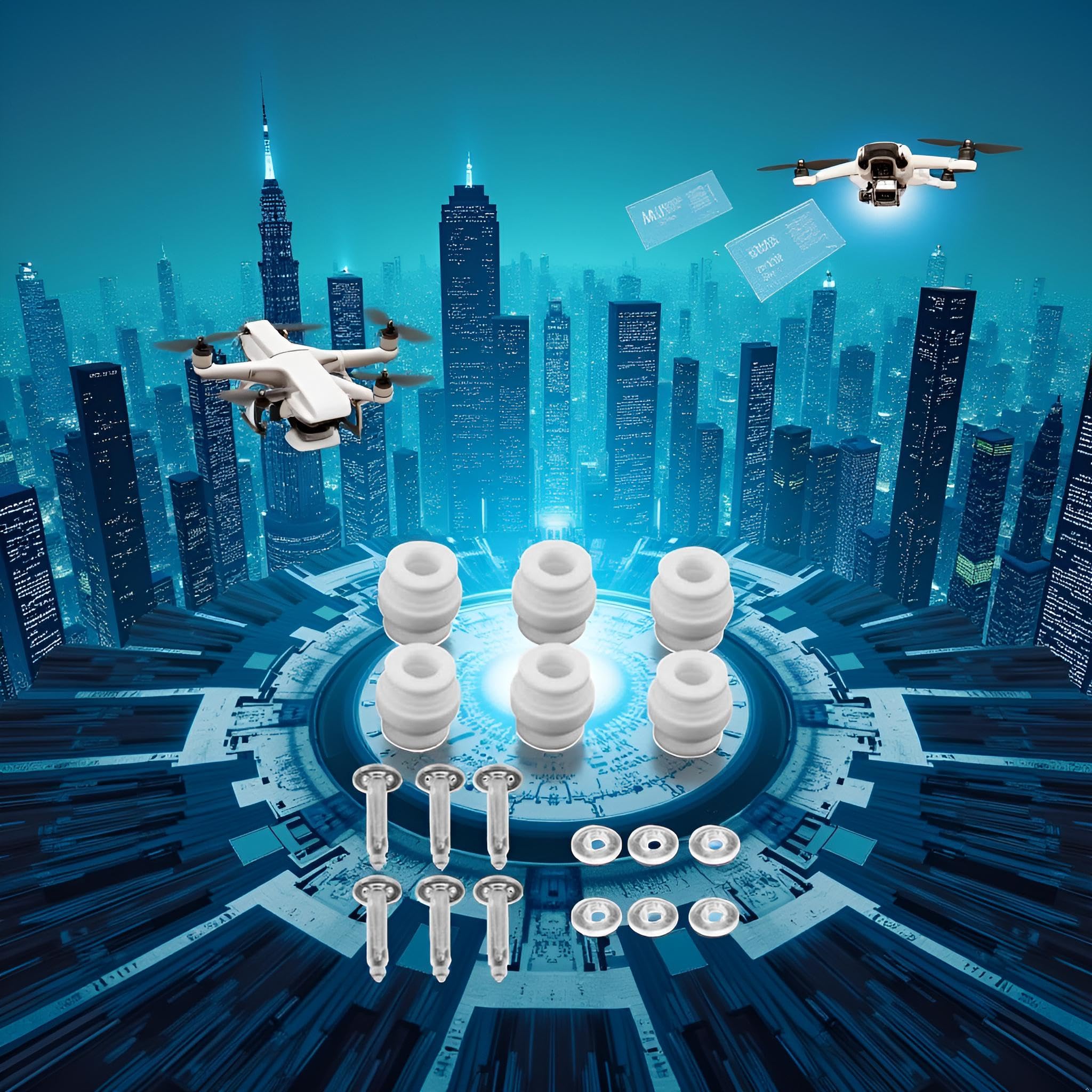 A Set White Shock Absorption Damping Rubber Balls+Anti-drop Bumper Pins Kit for DJI Phantom 3 Standard Professional Advanced,Cushion Repair Spare Parts,Drone Accessories Quadcopters and Accessories