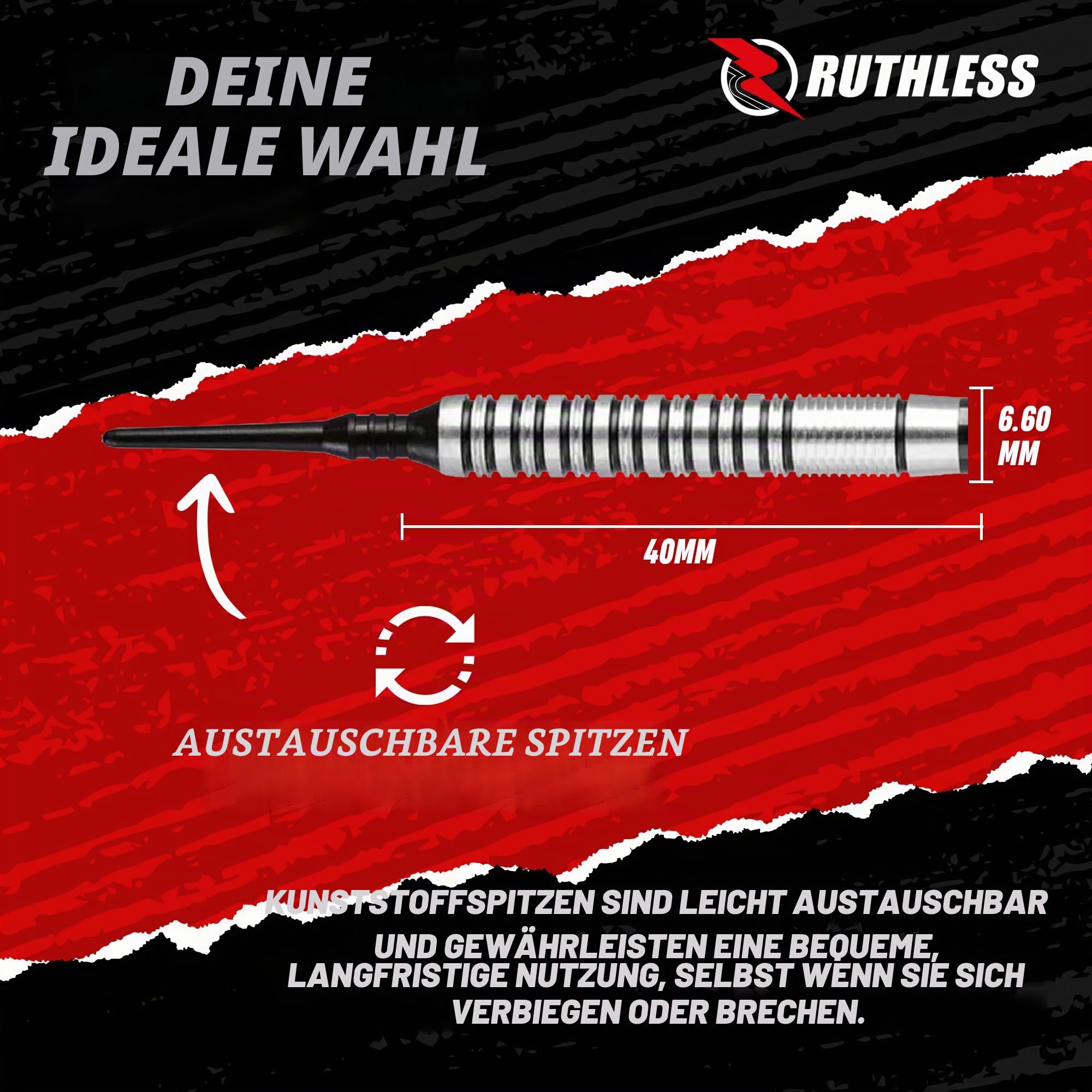 Ruthless Ranger Darts-Serie, weiche Spitze, 90 % Wolfram, 18 g