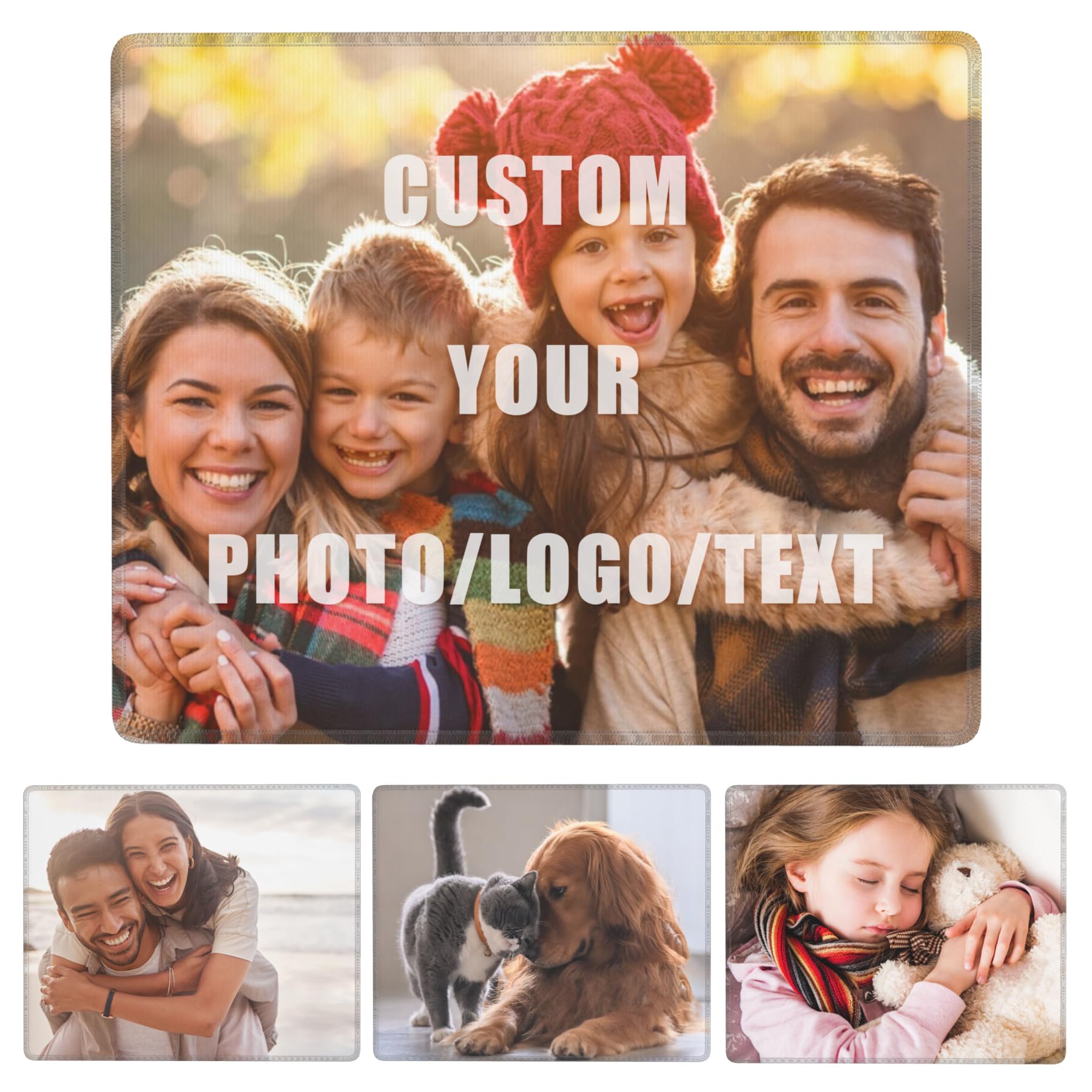 Custom Mouse Pad, Personalized Mouse Pad with Your Photo Text Logo, Customized Non-Slip Mousepad for Home Office and Computer Gaming Desk