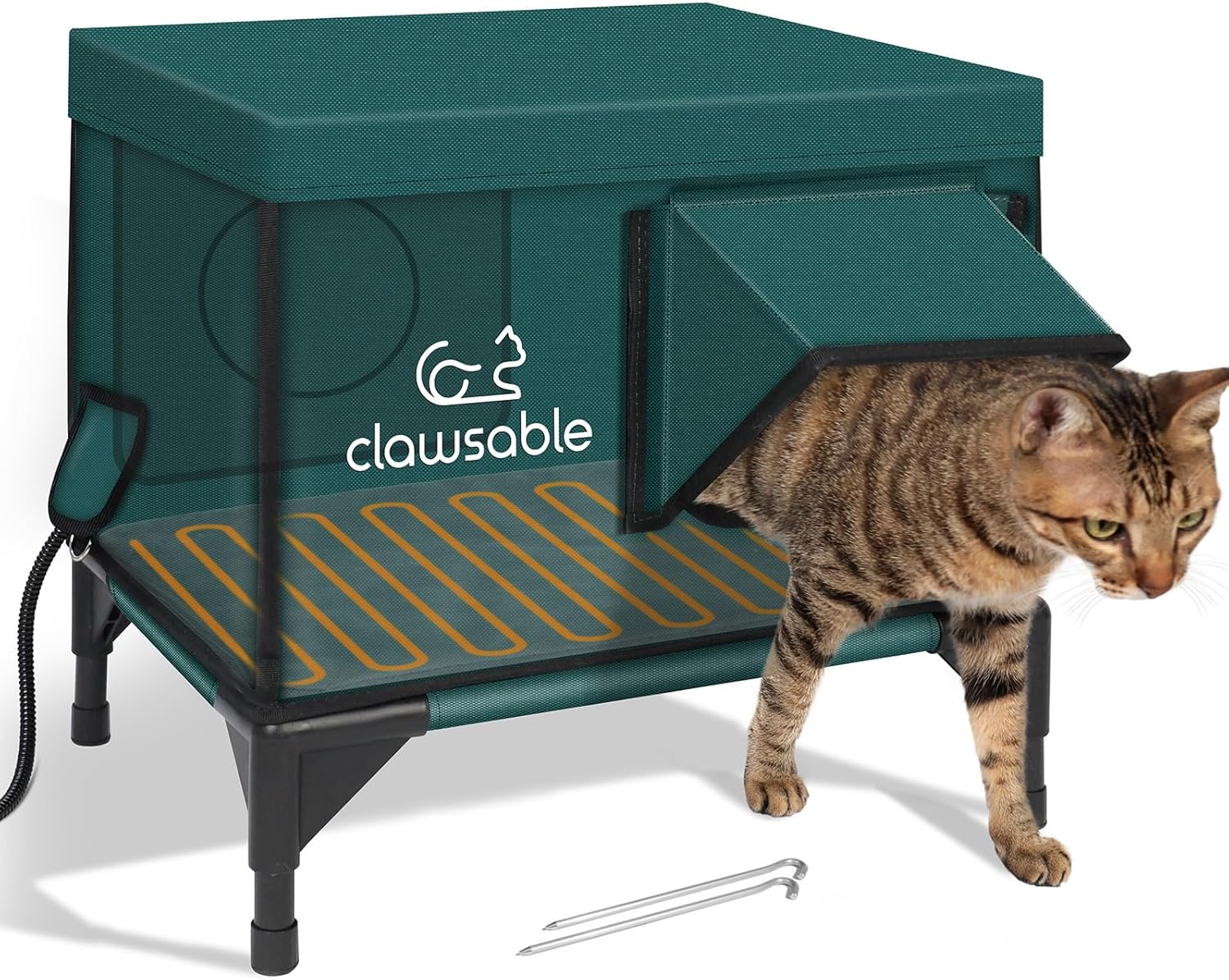 Clawsable Premium Heated Cat House with Escape Door