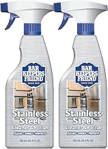 Bar Keepers Friend Stainless Steel Cleaner and Polish Spray (2 x 25.4 oz) Removes Oily Fingerprints, Hard Water Stains, Grime & Food Debris without Scratching or Dulling Appliances & Surfaces