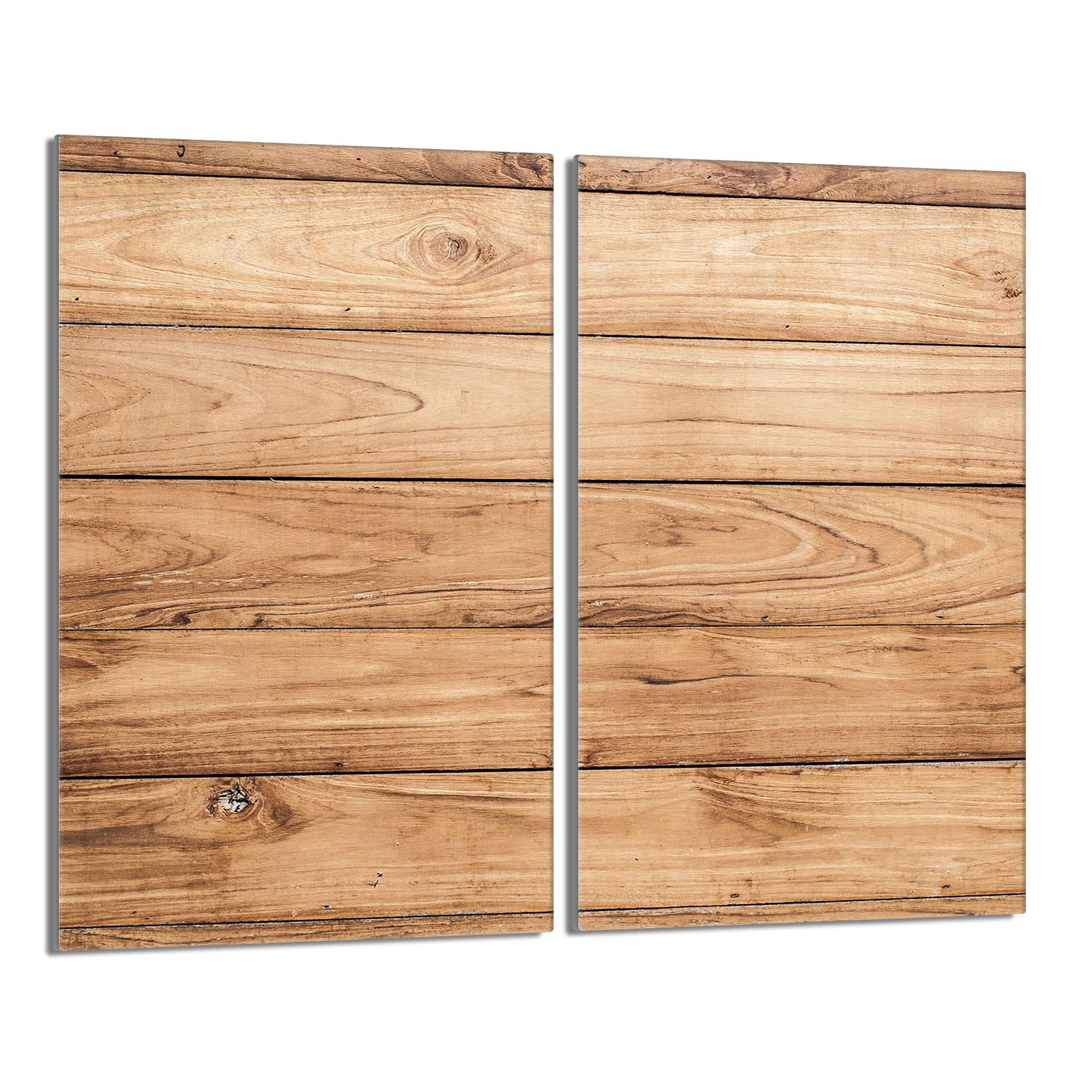 DarHaus Tabla de cortar decorativa de cristal templado y cubre vitro, Placa protectora de vitrocerámica 30 x 52 cm 2 piezas, para inducción, protección contra salpicaduras, decoración, MADERA