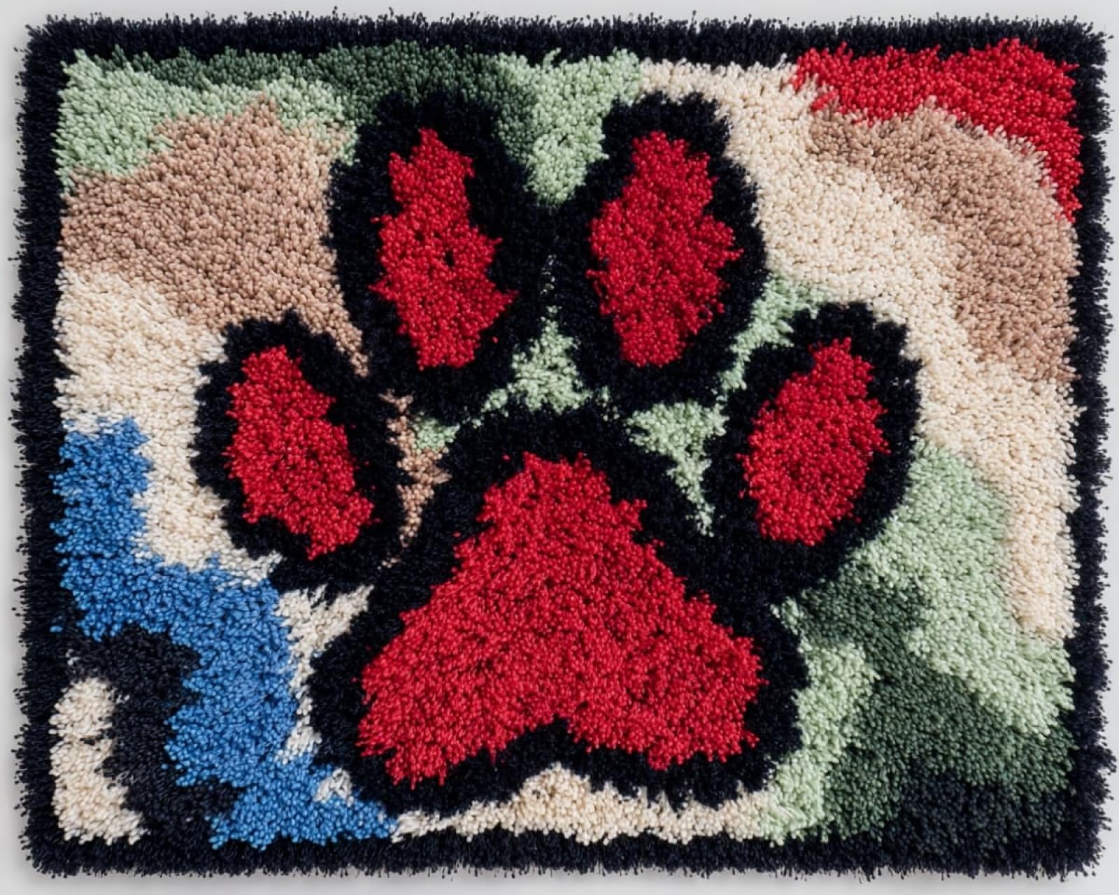 Wallphantom 003 Latch Hook Kits Rugs,Puppy Paw Prints,Latch Hook Rug Kits For Adults Beginners,Diy Crochet Set,Tapestry Making Kit,Embroidery Sofa Cushion Carpet,55X75cm