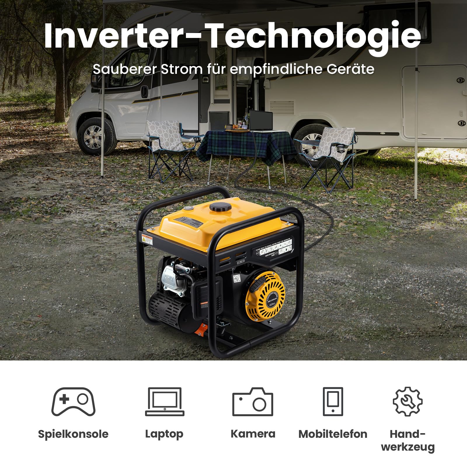 maXpeedingrods Inwerterowy generator prądu 3500 W, benzynowy, 4-suwowy z dwoma gniazdami 230 V, cichy i lekki jako awaryjny agregat prądotwórczy do domu, garażu, warsztatu, na plac budowy