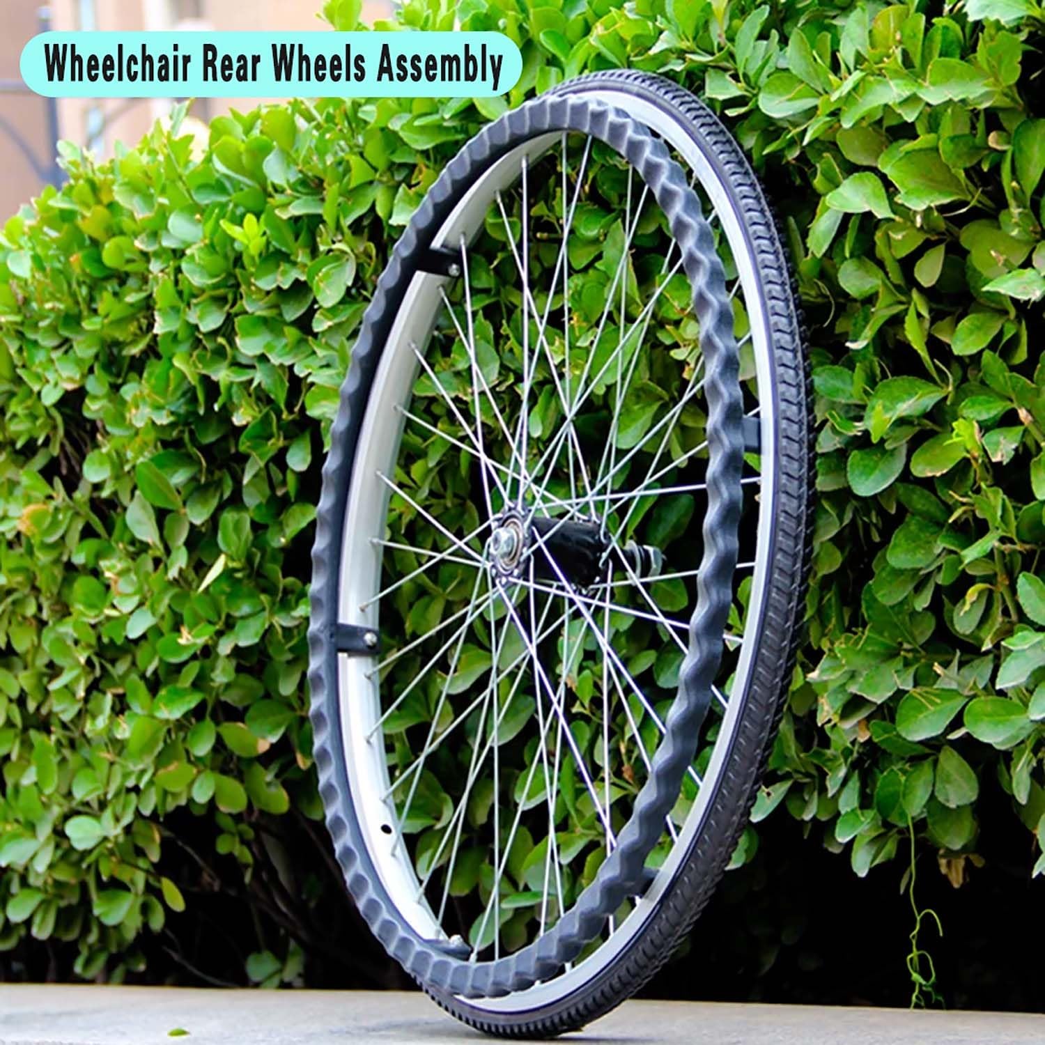 Hinterräder für Rollstuhl, 24 Zoll Verschleißfester Nicht-pneumatisch Solide Räder, Ersatzrad für Gehhilfen, Ersatz Reifen Zubehör für Rollstühle(Gray,22in-1PCS)