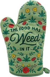 The Food Has Weed in It Funny Marijuana 420 Novelty Kitchen Accessories Funny Graphic Kitchenwear 420 Cool Food Novelty Cookware Green Oven Mitt