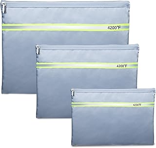 FRECOLSH Fireproof Document Bag – 3 Pack (15" x 11", 13" x 9.7", 10.5" x 8") Fireproof & Water- proof Document Organizer | Document Holder with Zipper Secure for Cash, Passports, Check& More