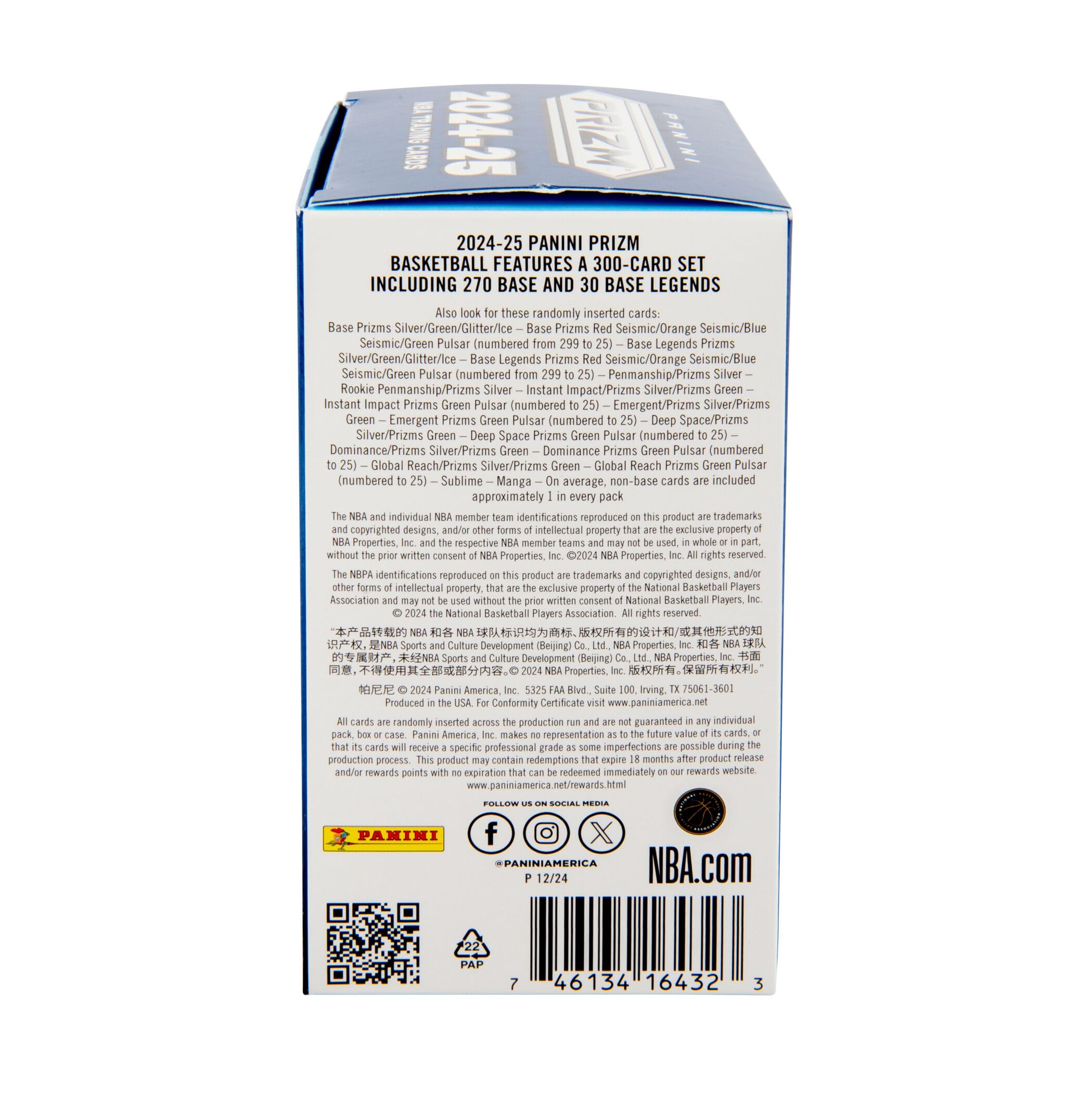 Panini Prizm 2024-25 Caja de Cartas Coleccionables de Baloncesto