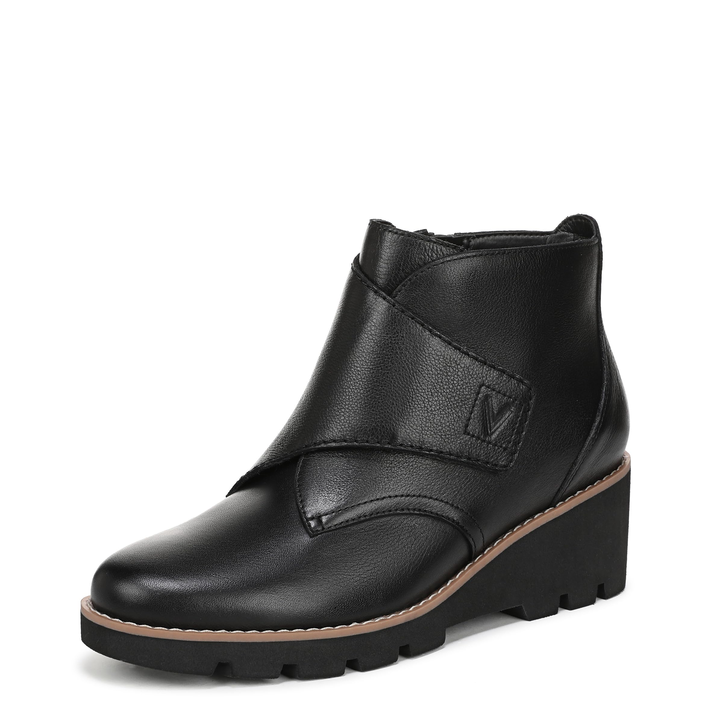 Vionic Women's Black Abby Wedge Ankle Boot With Arch Support In