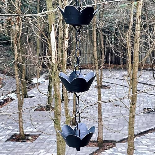 Miniatura 3 de WQS88RDX Rain Chain Rain Gutter Chain, Functional and Decorative Rain Chains Replacement Gutter Downspouts(260cm (8.5ft))