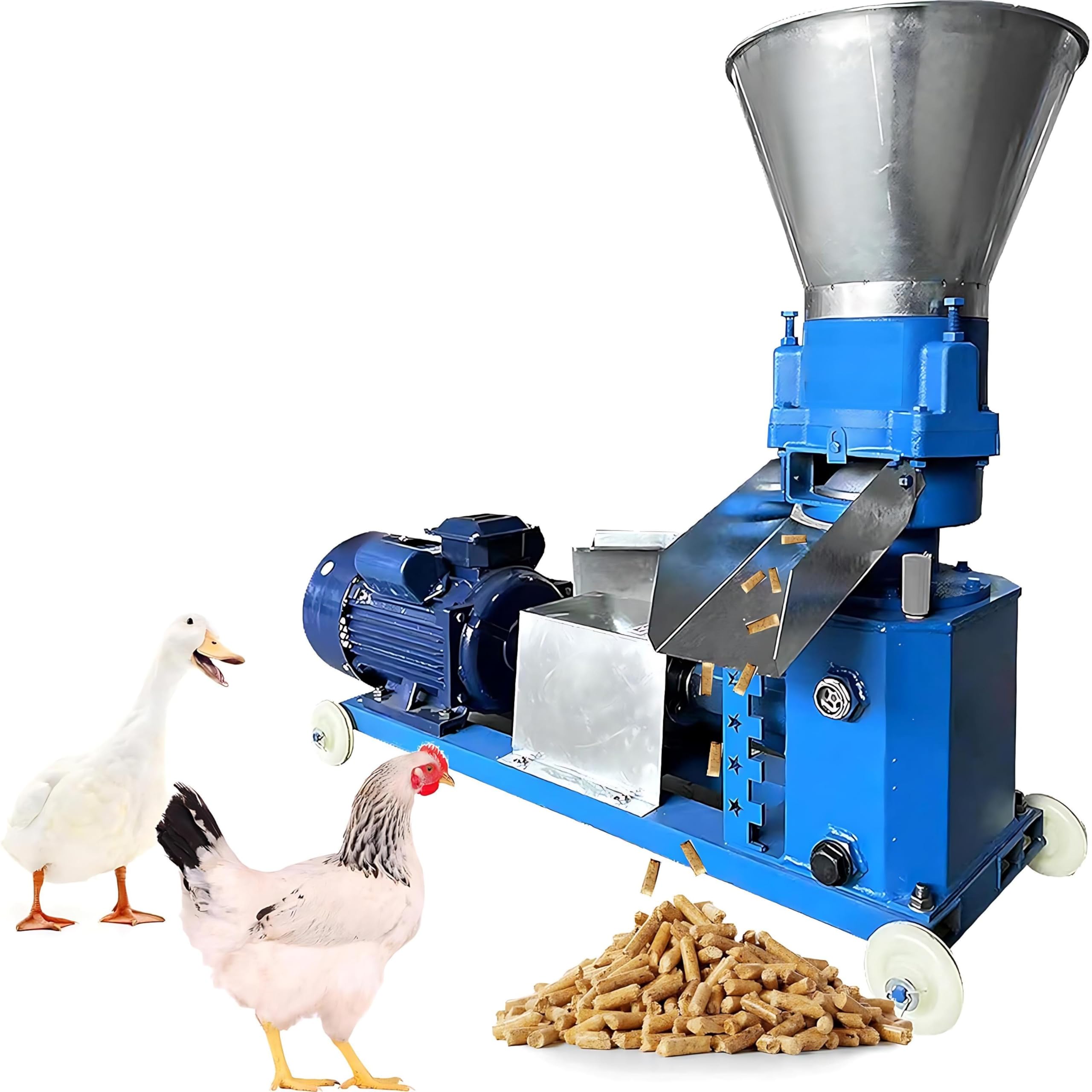 Molinillo de pellets de alimentación para aves de corral y ganado, rodillos de 2 cabezales, 220 V, 4.0 KW, 440 libras/H, produce pellets de 2.5 mm a 8 mm, ideal para granjas y producción de piensos