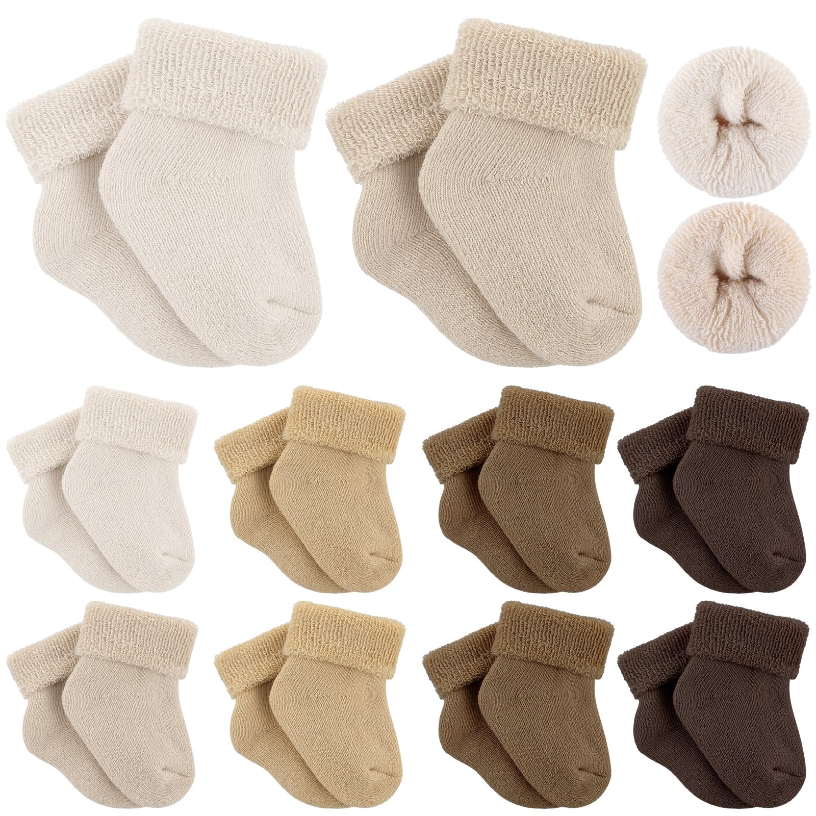 Twistover 10 Pairs Preemie Cotton Turn Cuff Socks