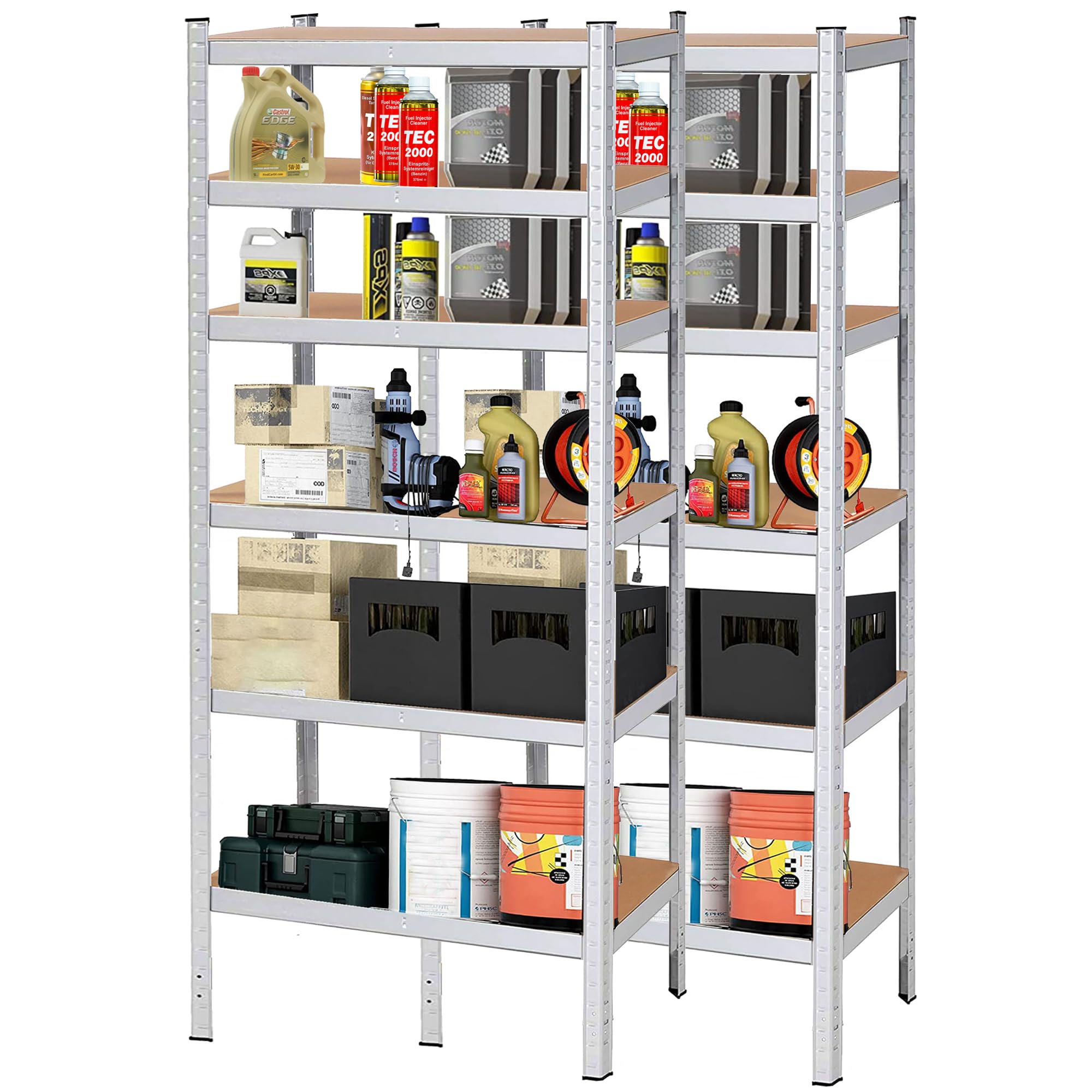 SPRINGOS Scaffali in metallo per carichi pesanti, 110 x 225 x 50 cm, 2 pezzi