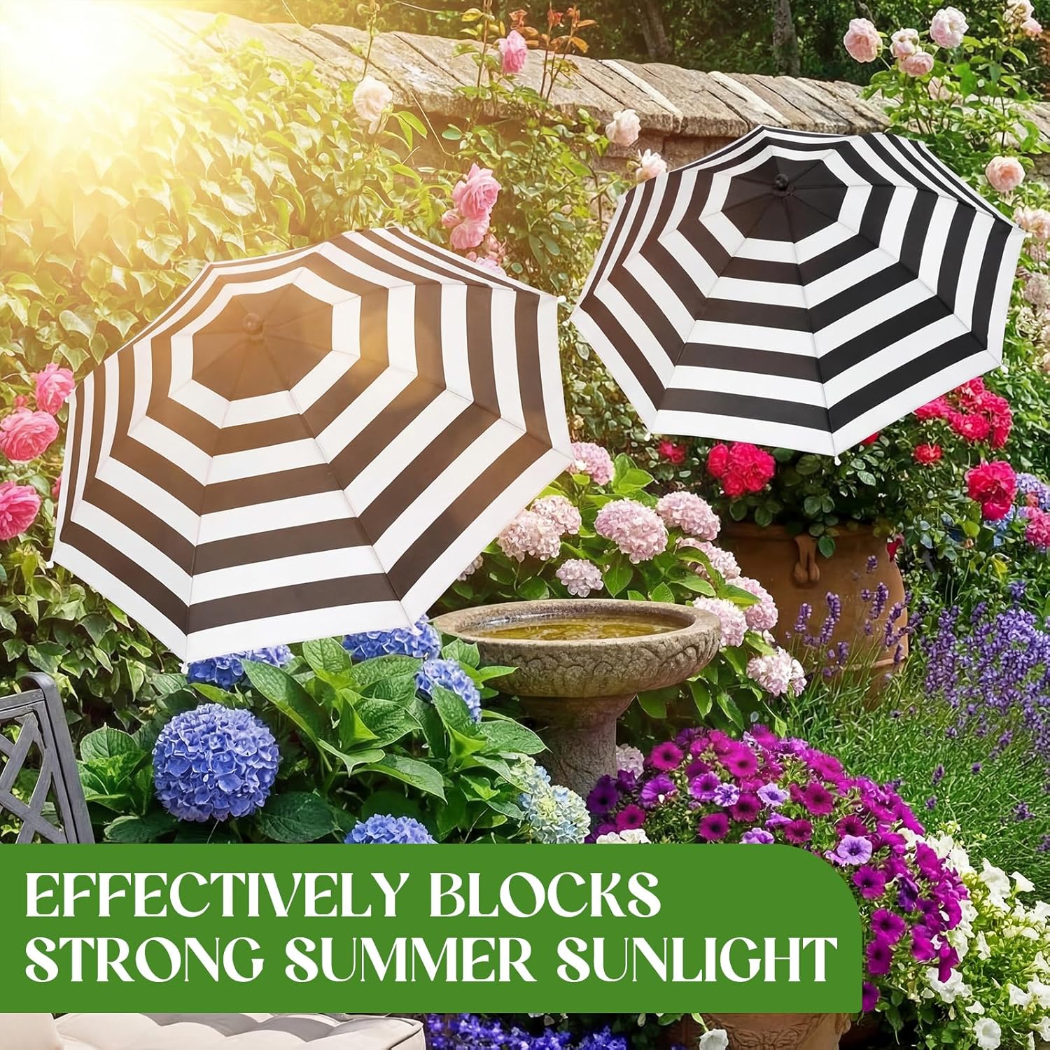 3 Pack Plant Umbrella for Outdoor Adjustable Sun Shade Covers 24" Sun Protection Cloth UV Umbrella for Potted Plants, Garden Beds, Patio Flowers