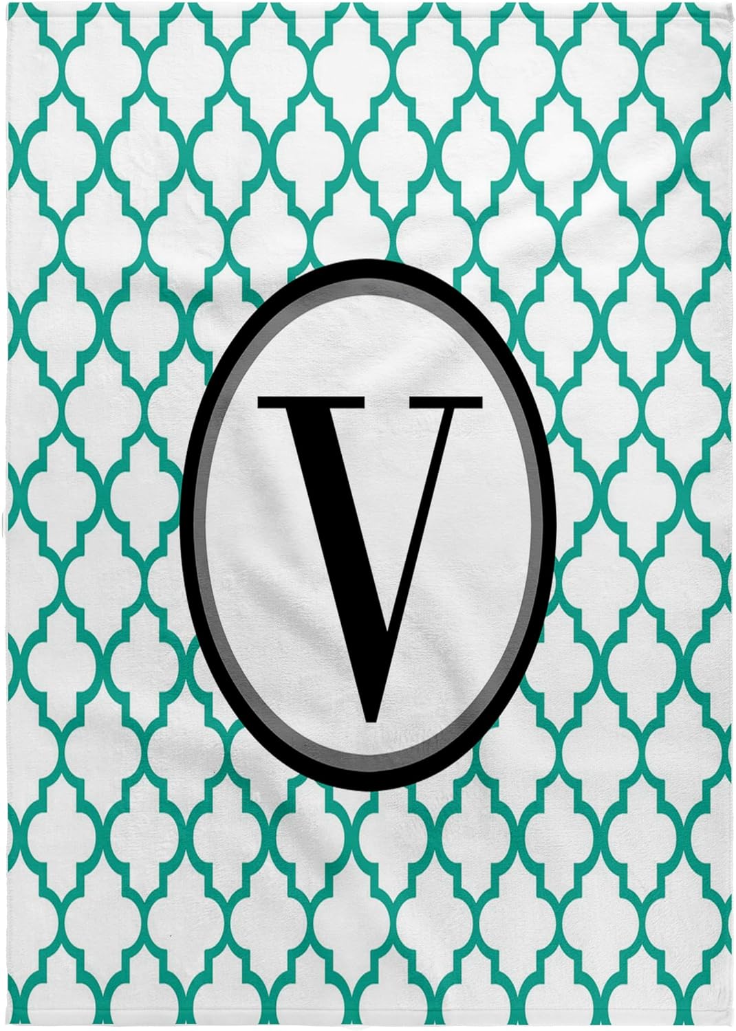 3dRose Mint Green Pattern Monogram Initial V 22x30 Bath Hand Pool Towel