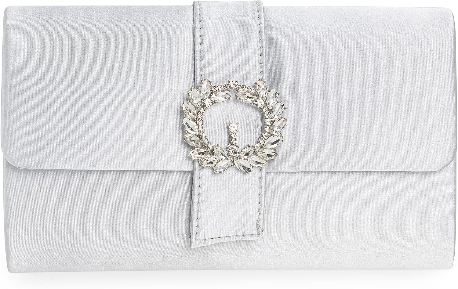 CHARMING TAILOR Evening Bag Diamantes Embellished Satin Clutch Purse for Woman Classy Party Handbag with Beaded Brooch | Satin, for Woman, Classy Party, with Beaded Brooch