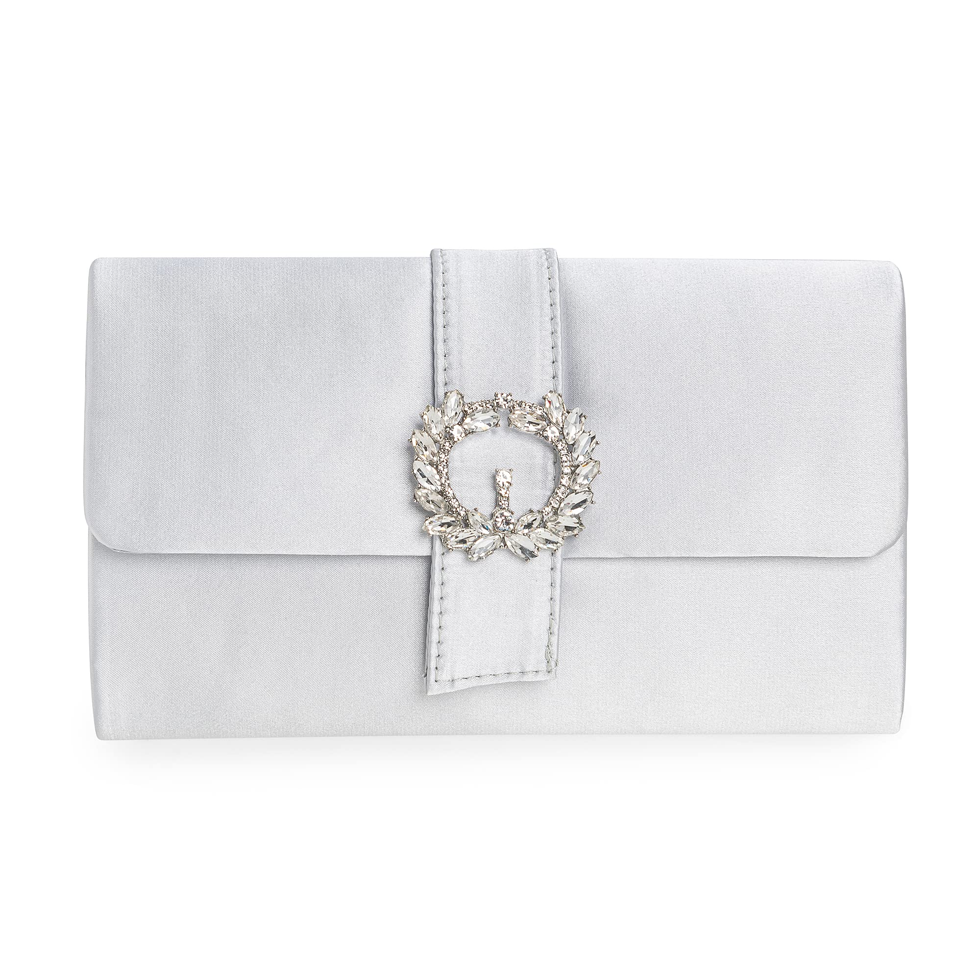 CHARMING TAILOR Evening Bag Diamantes Embellished Satin Clutch Purse for Woman Classy Party Handbag with Beaded Brooch