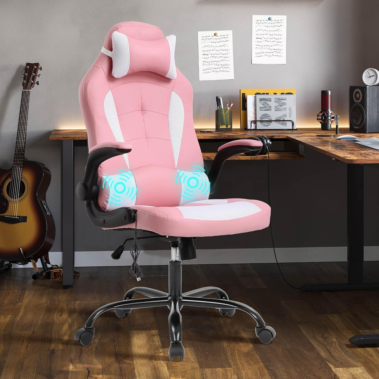 Gaming Chair, PU Leather Massage Gaming Chairs Computer