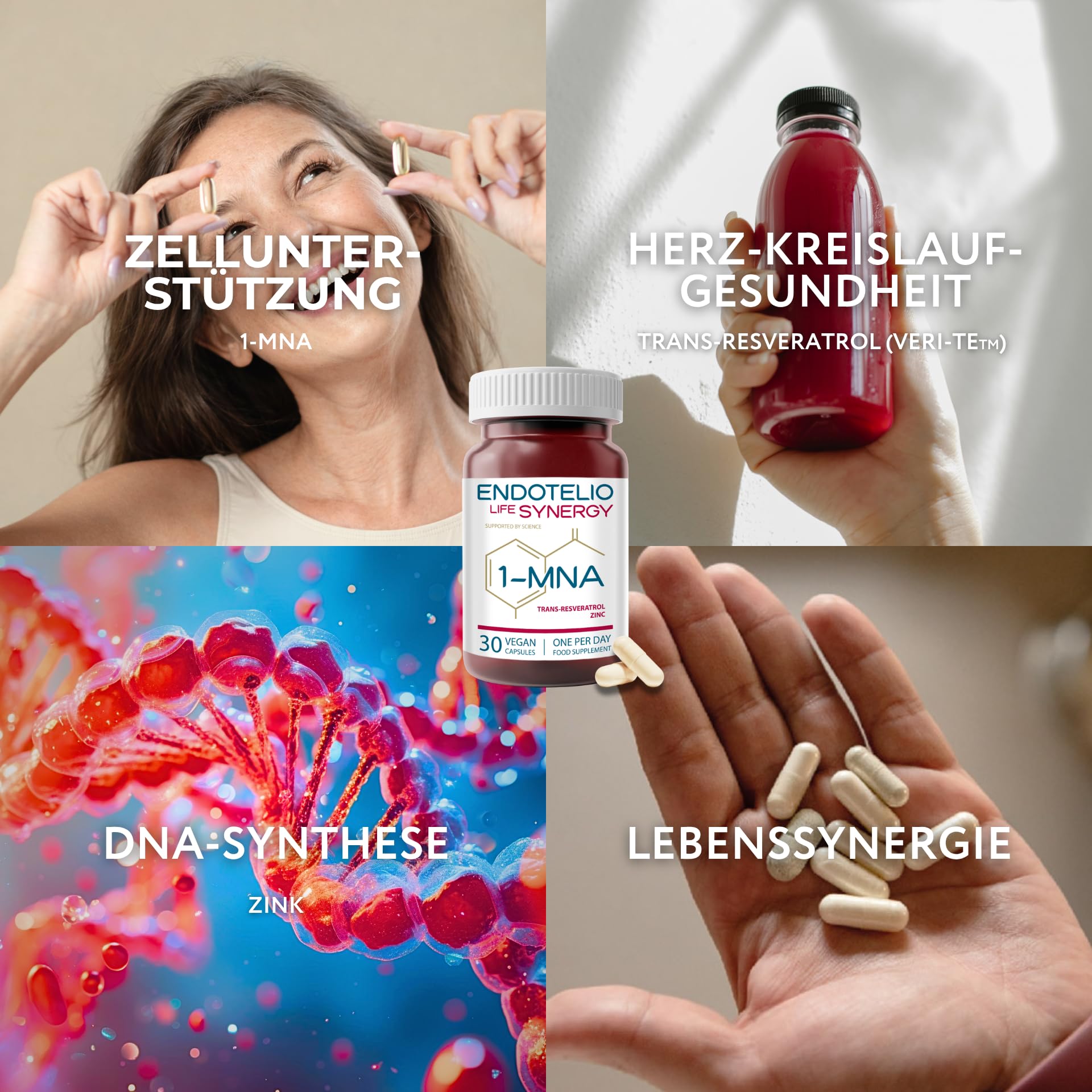 NAD Plus Optimierer mit Trans Resveratrol, 1-MNA und Zink - NAD+ Vorstufen & Polyphenole - Unterstützt Zellvitalität & Energie - Vegan, Glutenfrei, Tägliches Antioxidans - 30 Kapseln