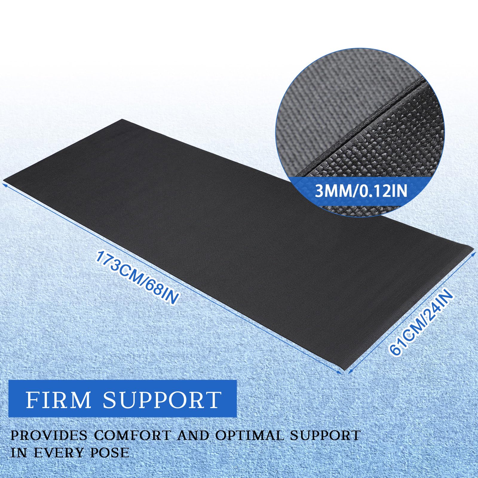 Riakrum 20 alfombrillas de yoga con correa de 72 x 24 pulgadas, tapete de yoga antideslizante para mujeres y hombres, suministros para el hogar (negro)