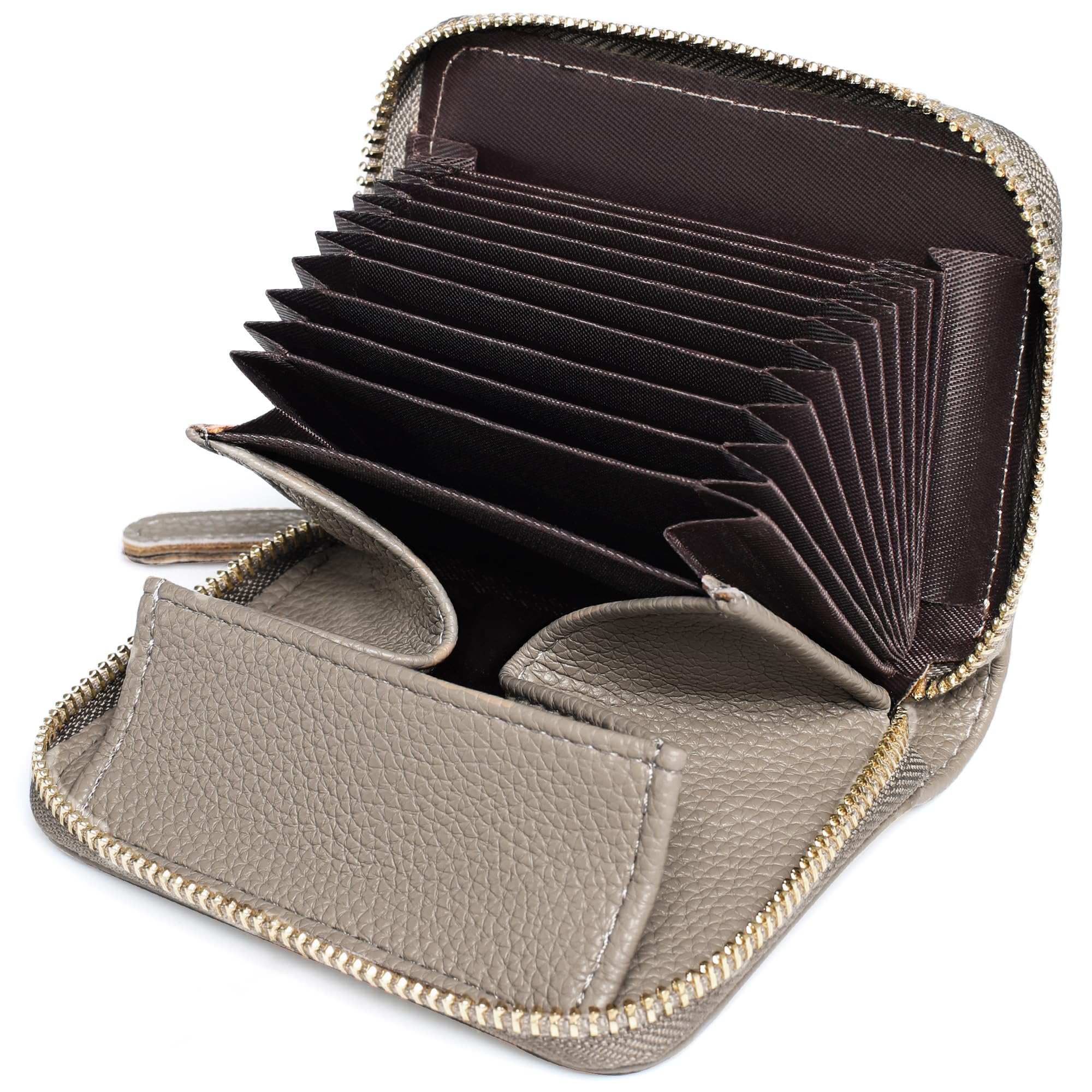 Pomelo Best Kreditkartenetui Kartenetui Damen RFID Schutz mit Vielen Fächern und Münzfach, Reißverschluss Portemonnaie Klein