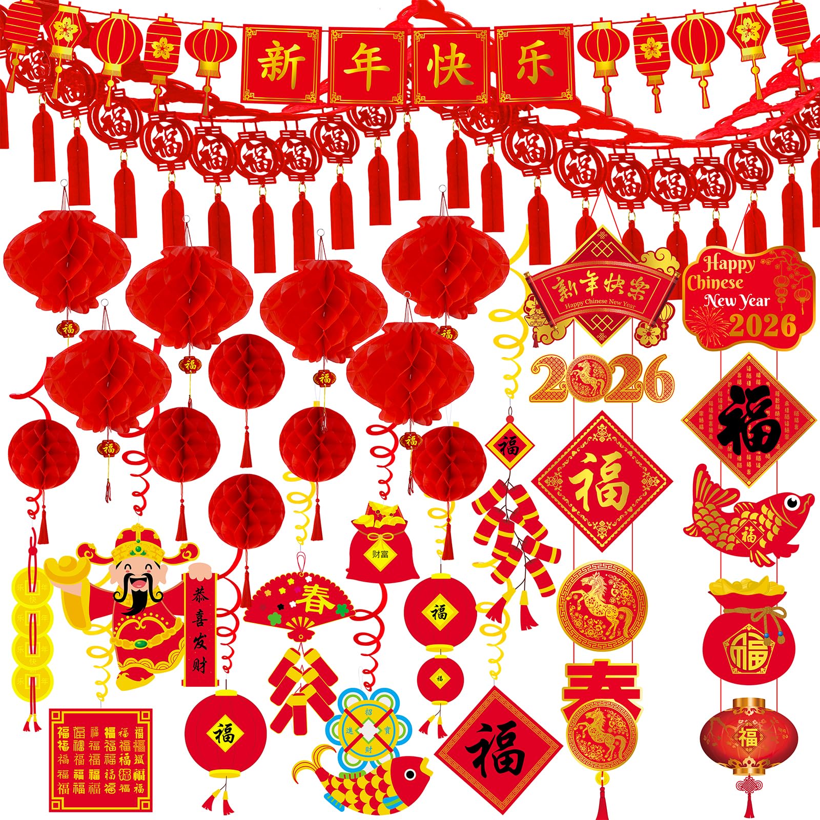 Amazon.com: Winlyn Chinese Lunar New Year Party Decorations