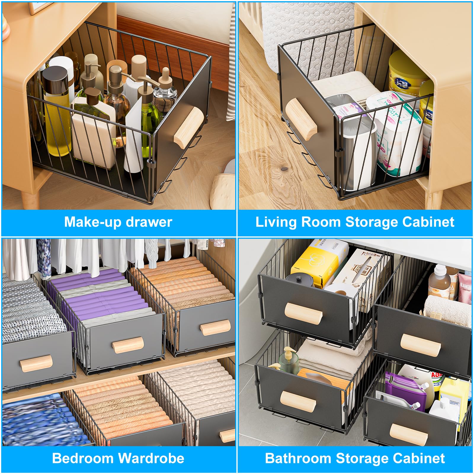 Diealles Shine Teleskopschublade, 24x40x17CM Ausziehbare Schublade Küche, No Drill Schrank Organizer für Küche Cabinet