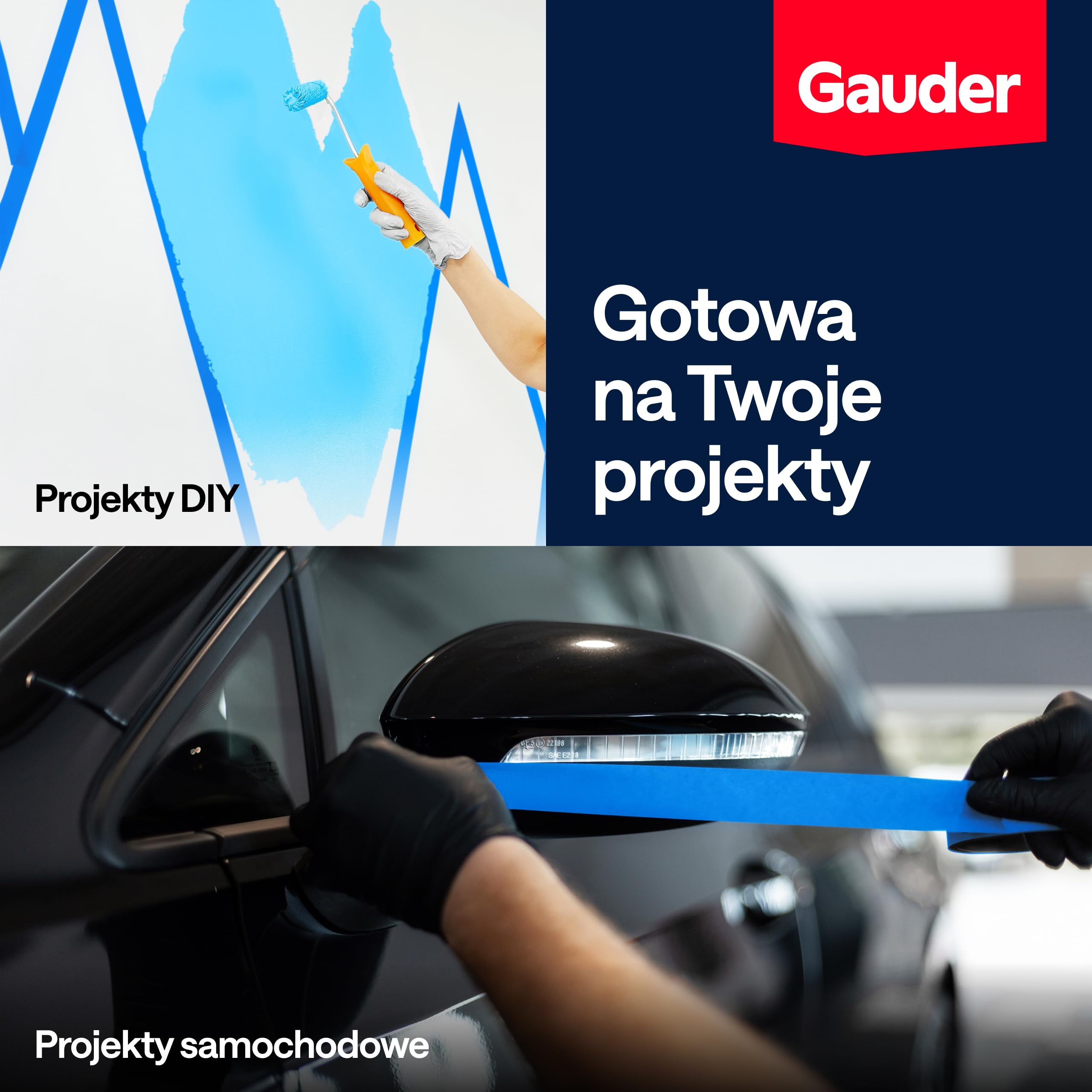 GAUDER Taśma Maskująca do Malowania - Ochronna Taśma Washi do Remontu, Dekoracji i Projektów DIY - Łatwe Usuwanie bez Pozostałości (3 Rolki - 24 mm x 50 m)