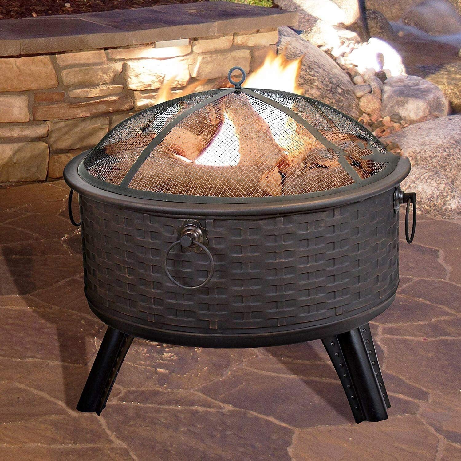 Zewnętrzna palenisko opalane drewnem, przenośna palenisko z grillem, szczypce ogniowe, piec na drewno na patio