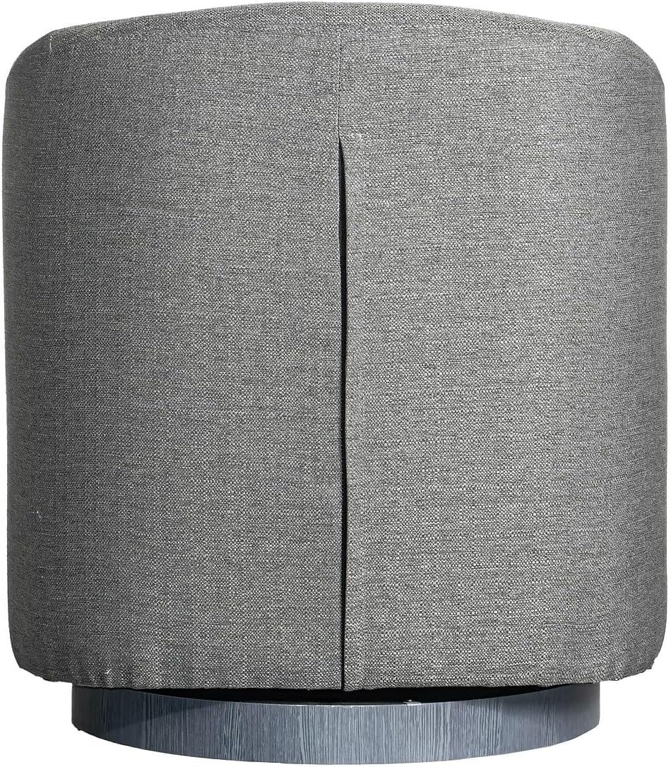 Flash Furniture Landon Upholstered Barrel Chair, Commercial 360° Swivel Club Style Chair, Sloped Armrests, Woodgrain Vinyl Wrapped Metal Base, Dark Gray Fabric