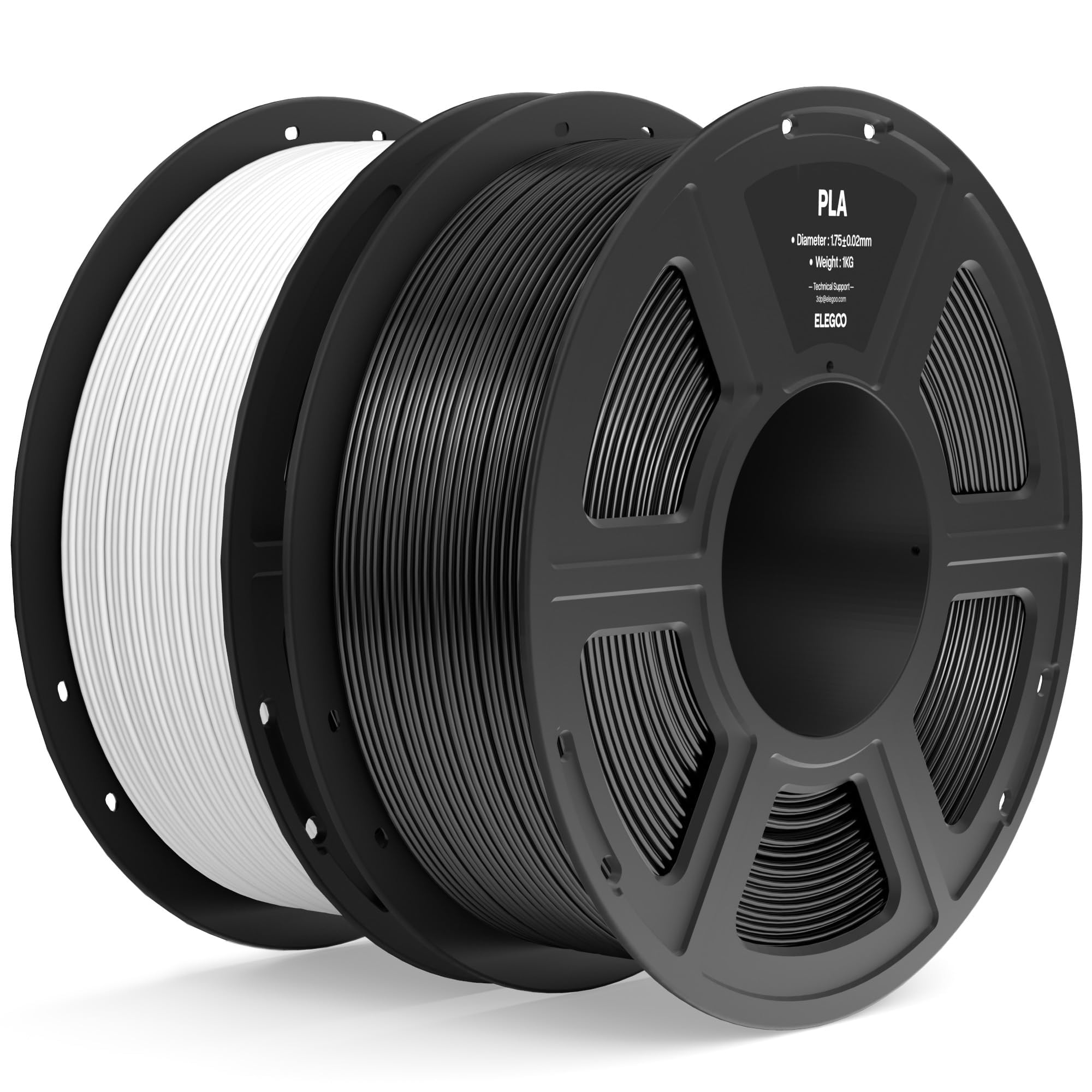 ELEGOO PLA Filament 1.75mm Black & White 2KG, 3D Printer Filament Dimensional Accuracy +/- 0.02mm, 2pcs 1kg Spool(2.2lbs) Fit Most FDM 3D Printers