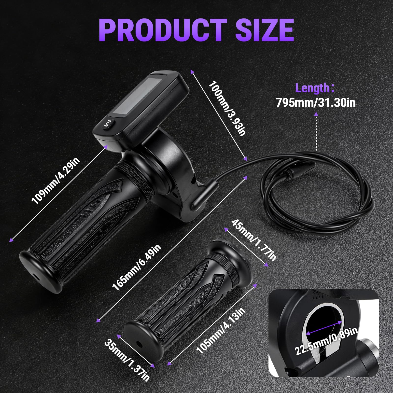 Poignées d'accélérateur pour moto tout-terrain électrique 48 V pour vélo électrique Tutti Tuttio Tuttio Soleil 01 Ebike avec écran LCD Bouton M Key Smooth Control