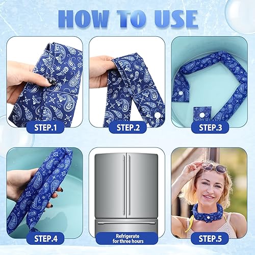 Miniatura 2 de 6 unidades de envoltura refrescante para el cuello, bandana refrescante con botón para el cuello, bufanda fría de hielo para mujeres, verano